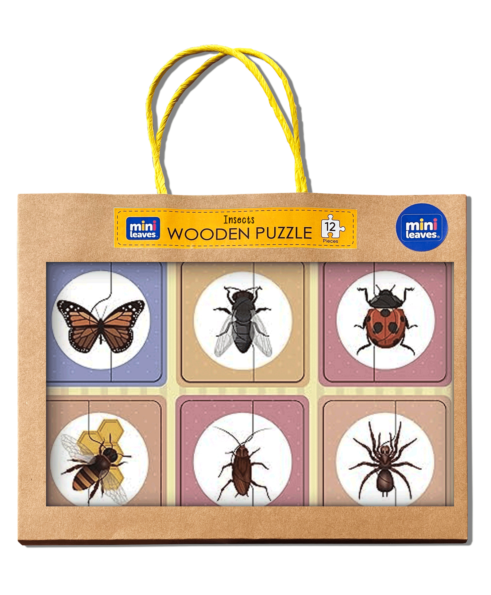 minileaves Mini Leaves Wooden Insects 2 Piece Puzzle 6 Multicolor- 12 PIeces-picture-12