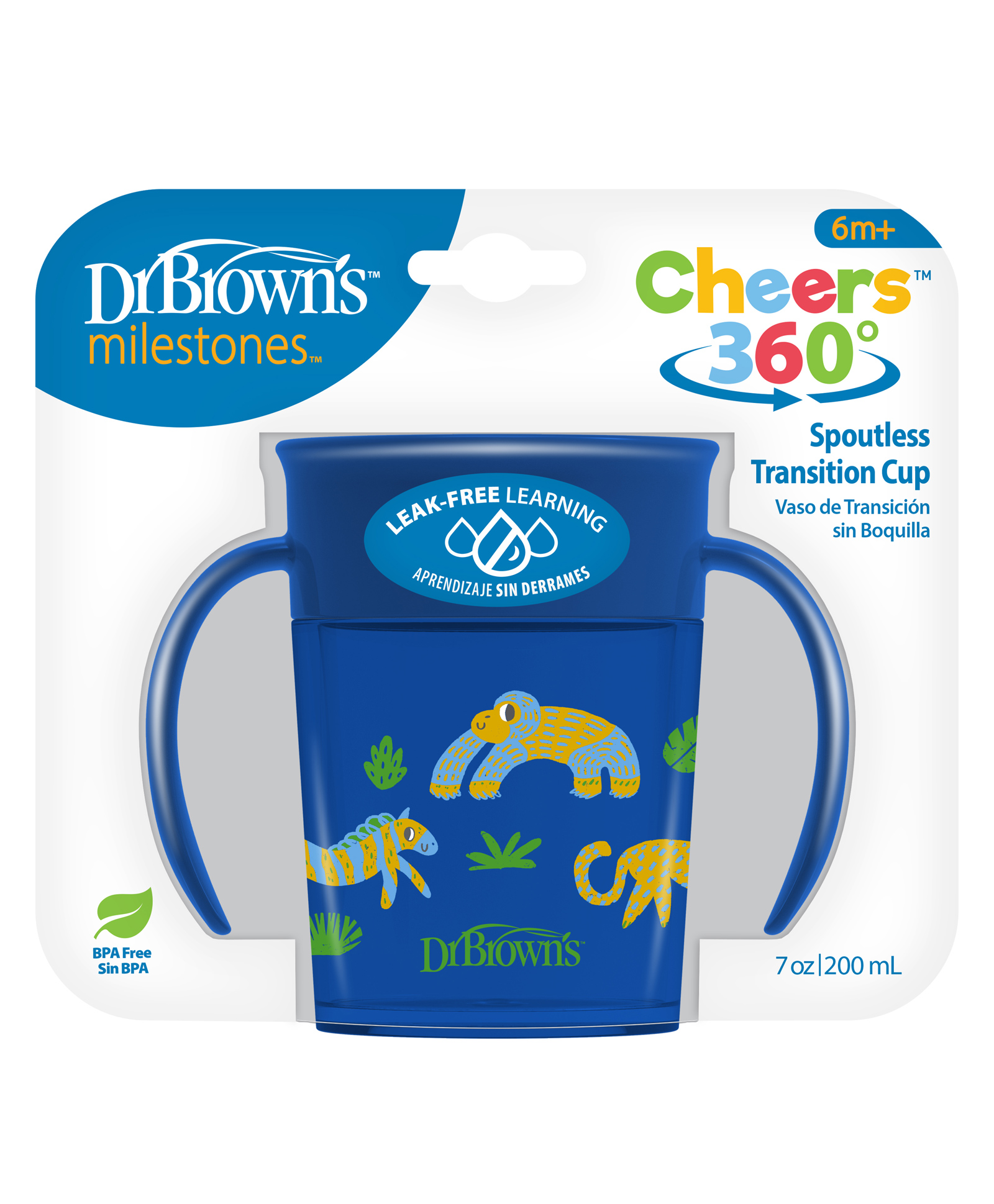 Dr. Brown's Smooth Wall Cheers360 Cup with Handles Blue - 200 ml-picture-2