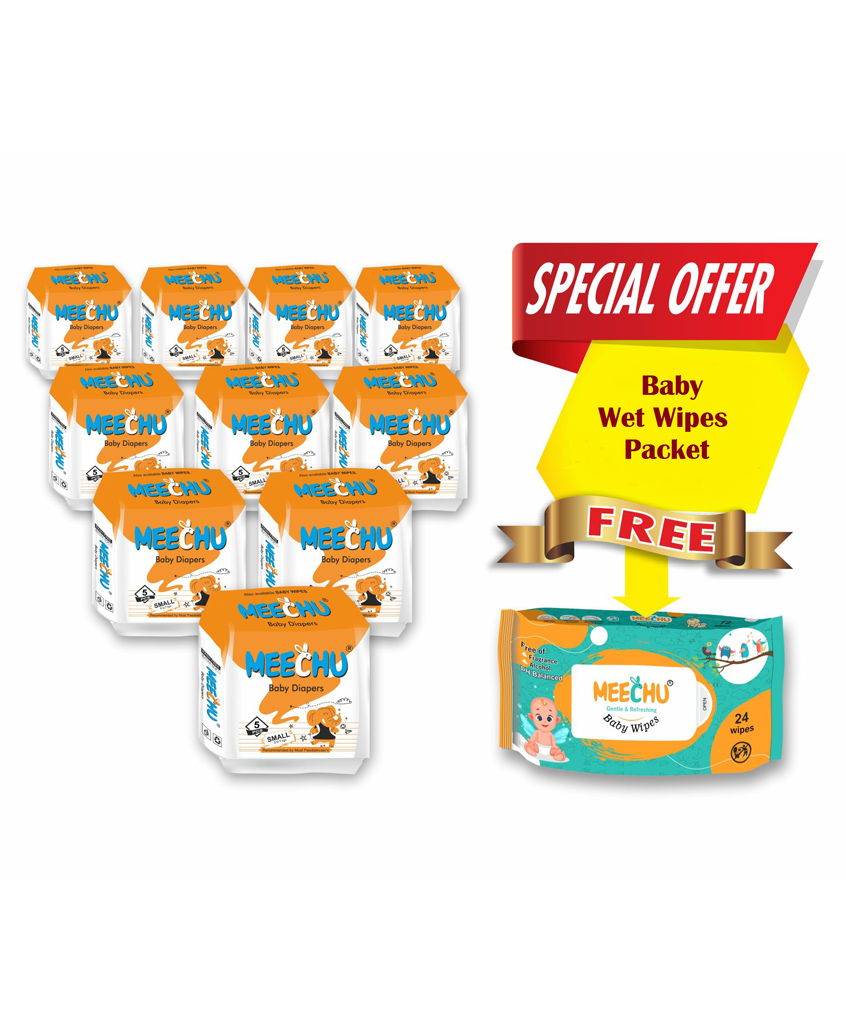 Meechu Small Size Baby Diapers Pack of 10 - 5 Pieces Each-image-9