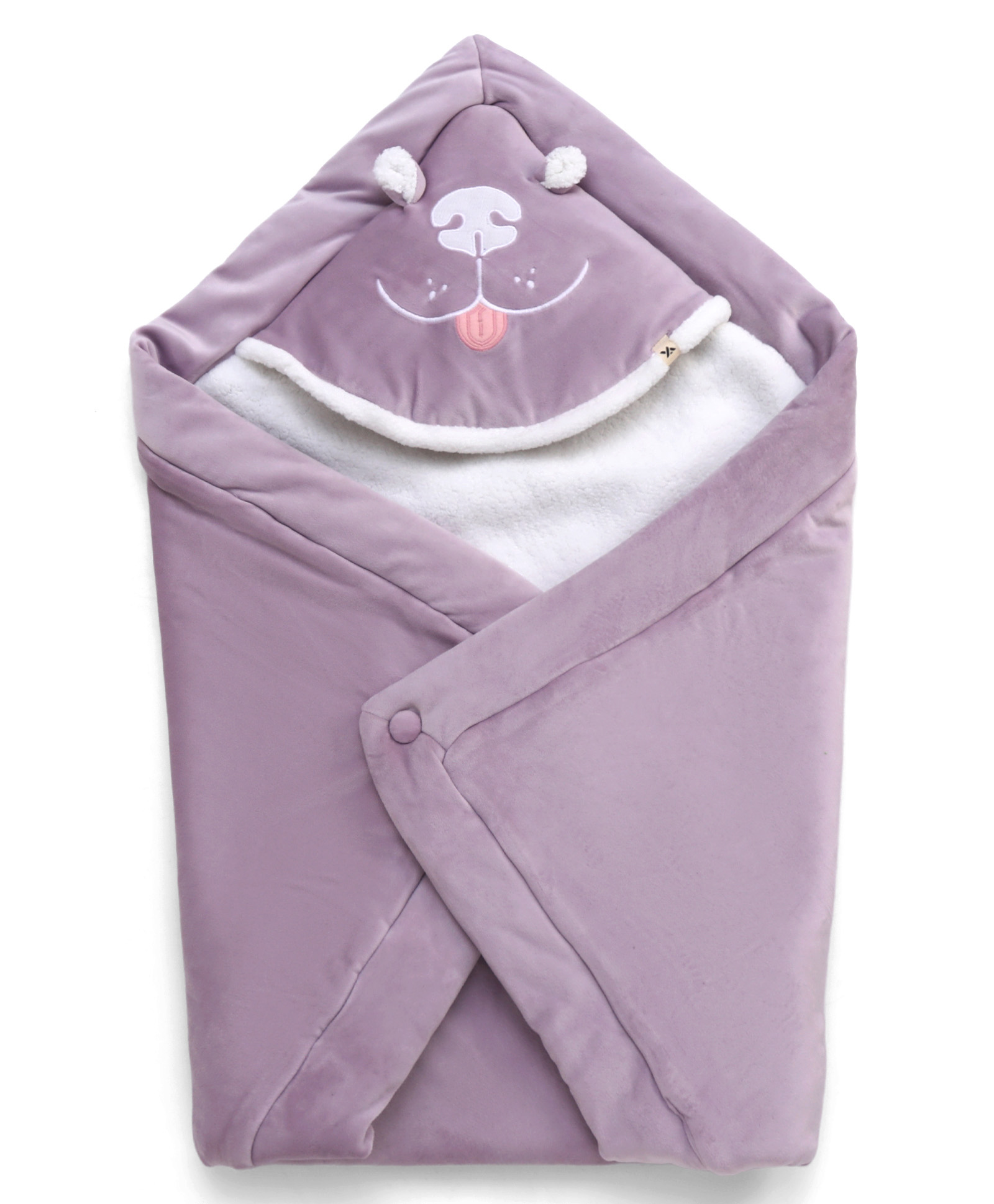 Yellow Apple Velour Sherpa Lined Blanket Cum Wrappers - Pink & Grey-image-13