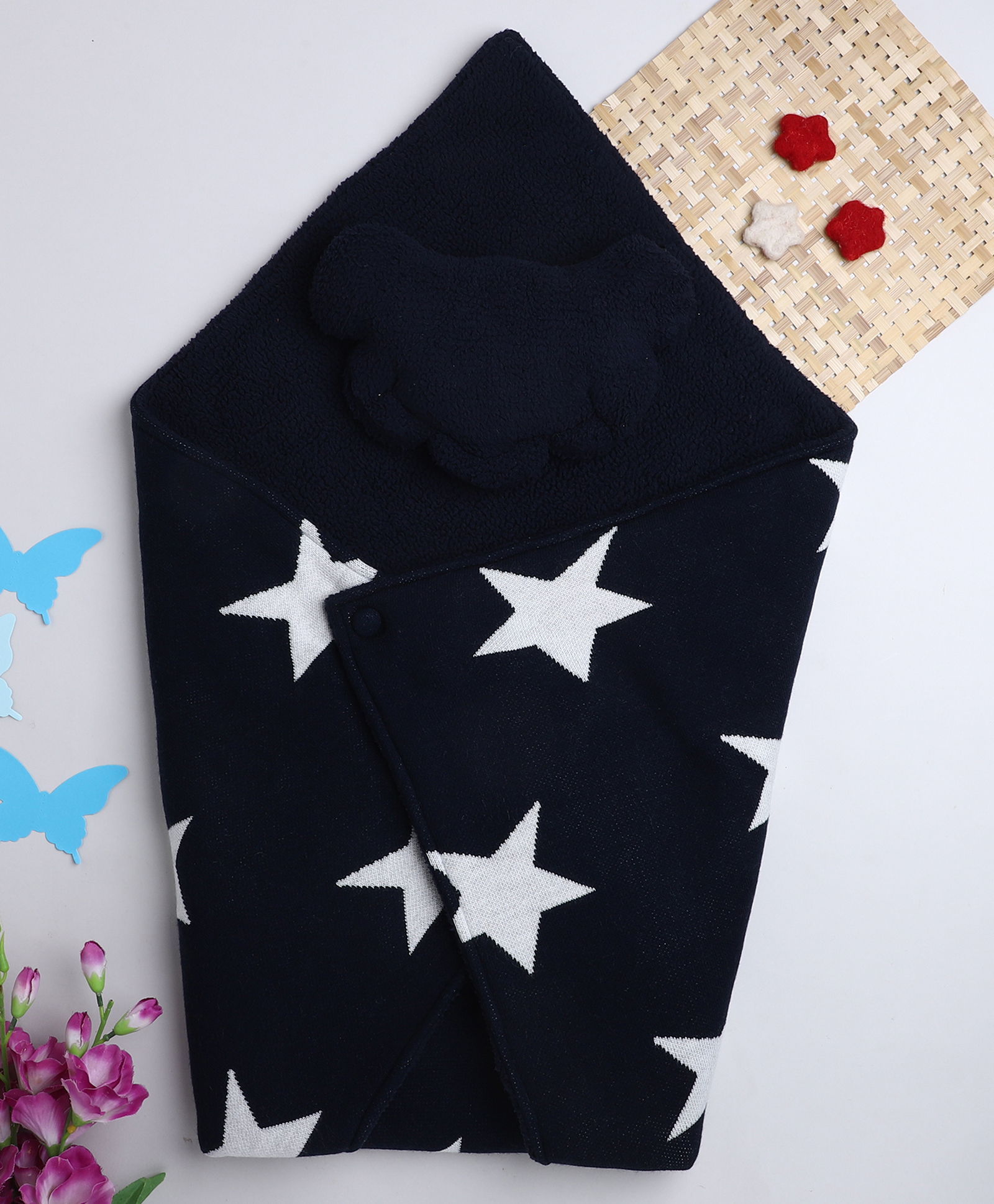 Yellow Apple Star Sherpa Lined Cum Wrapper - Navy Blue-image-23