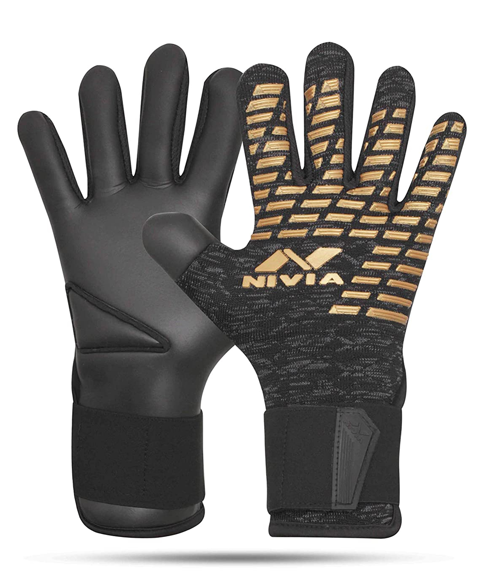 NIVIA Ashtang Gold Goal Keeper Gloves Size M- Black Gold-picture-12