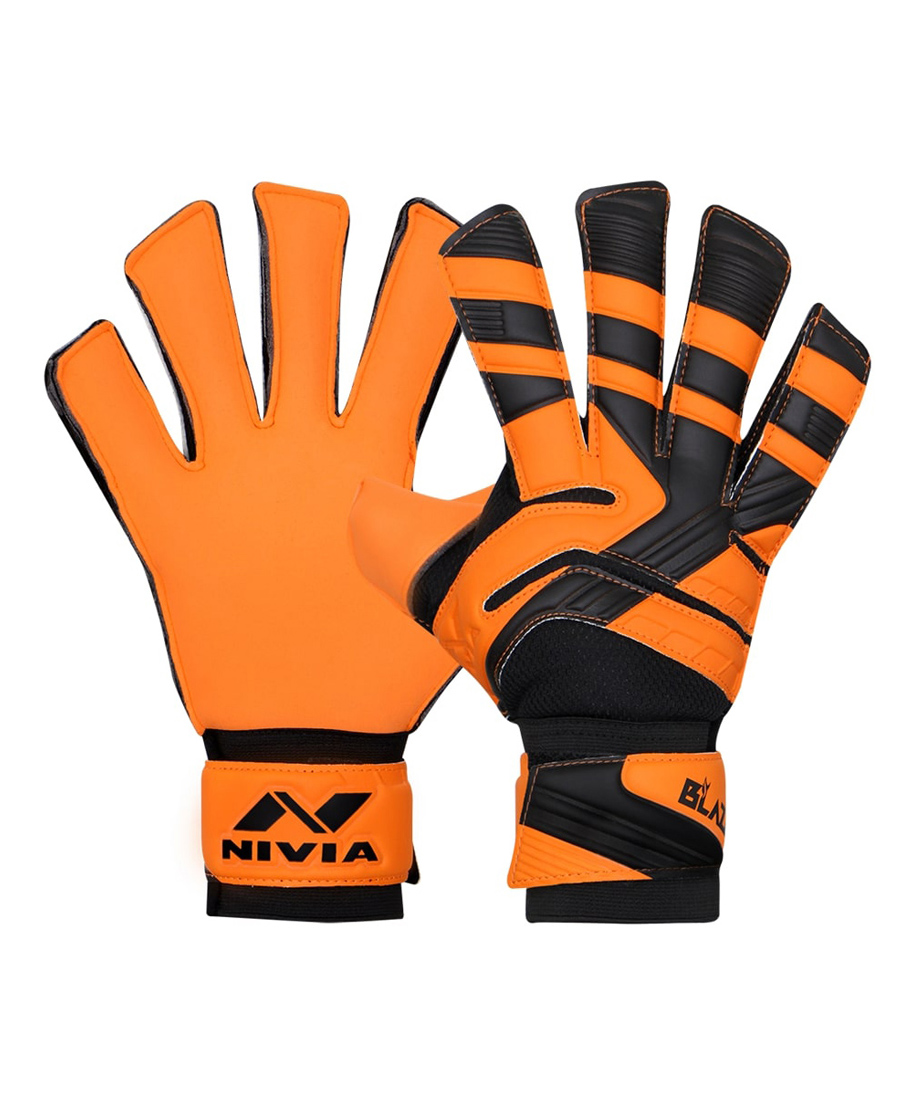 NIVIA Blaze Goal Keeper Gloves Large - Orange Black-picture-8