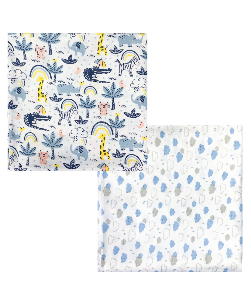 Thread Fairy Organic Muslin Swaddles Jungle Fun Set (Pack of 2) Multicolor-picture-13