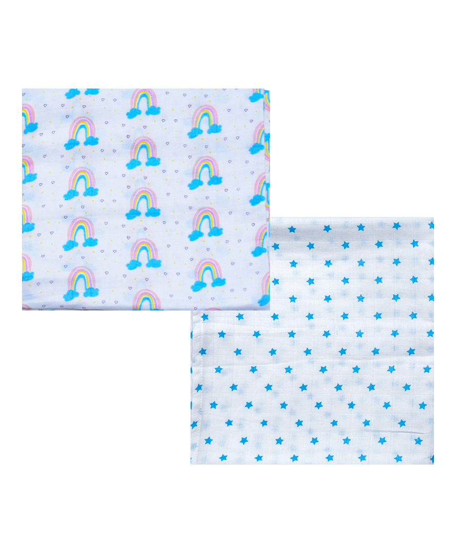 Thread Fairy Organic Muslin Swaddles Vibrant Rainbow Set Pack of 2 - Multicolor-picture-12