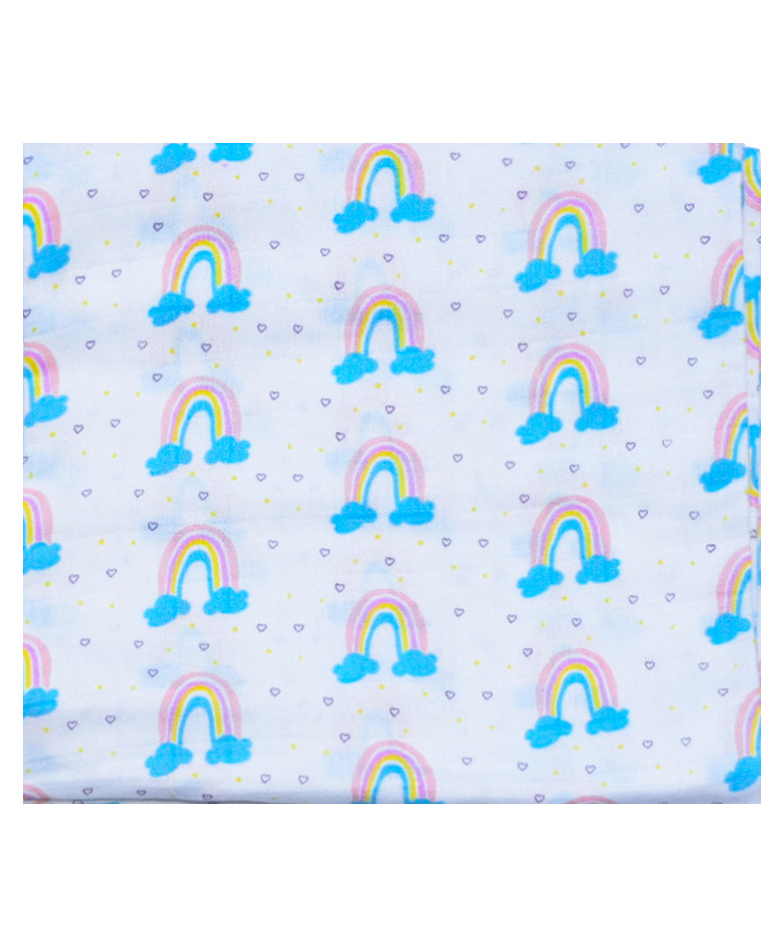 Thread Fairy Organic Muslin Baby Blanket Swaddle Set - Vibrant Rainbow Multicolor-picture-8