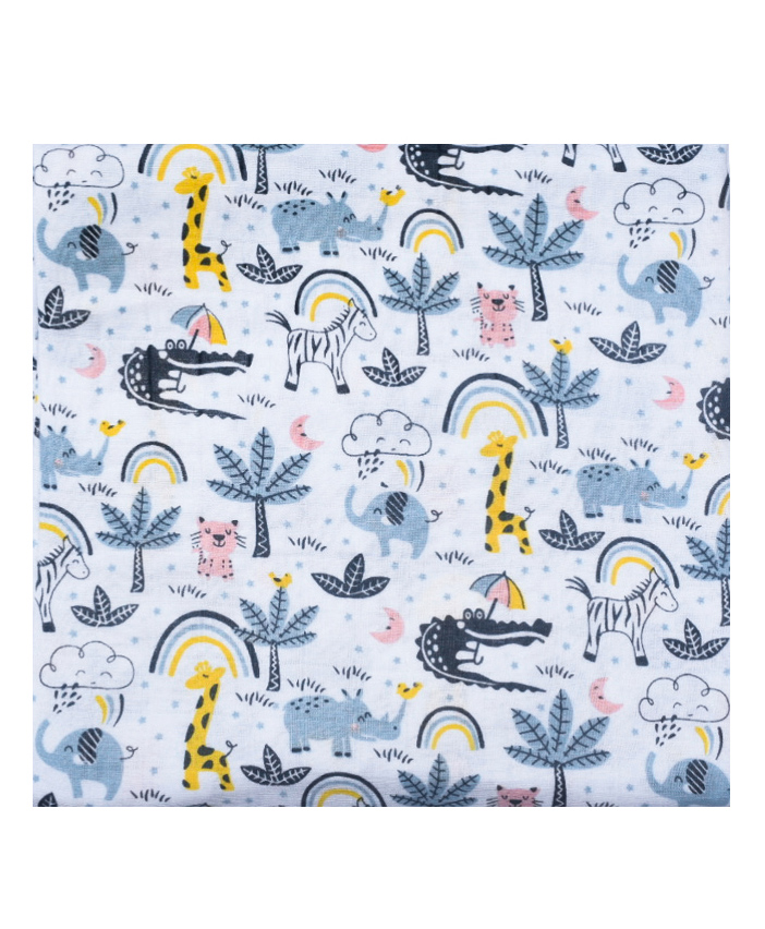 Thread Fairy Organic Muslin Baby Blanket Swaddle Jungle Fun - Multicolor-image-28