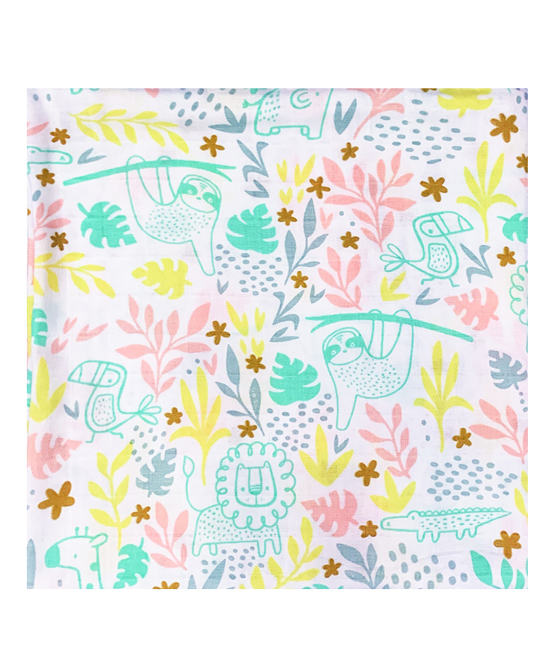 Thread Fairy Organic Muslin Baby Blanket Swaddle Tropical Safari - Multicolor-picture-21