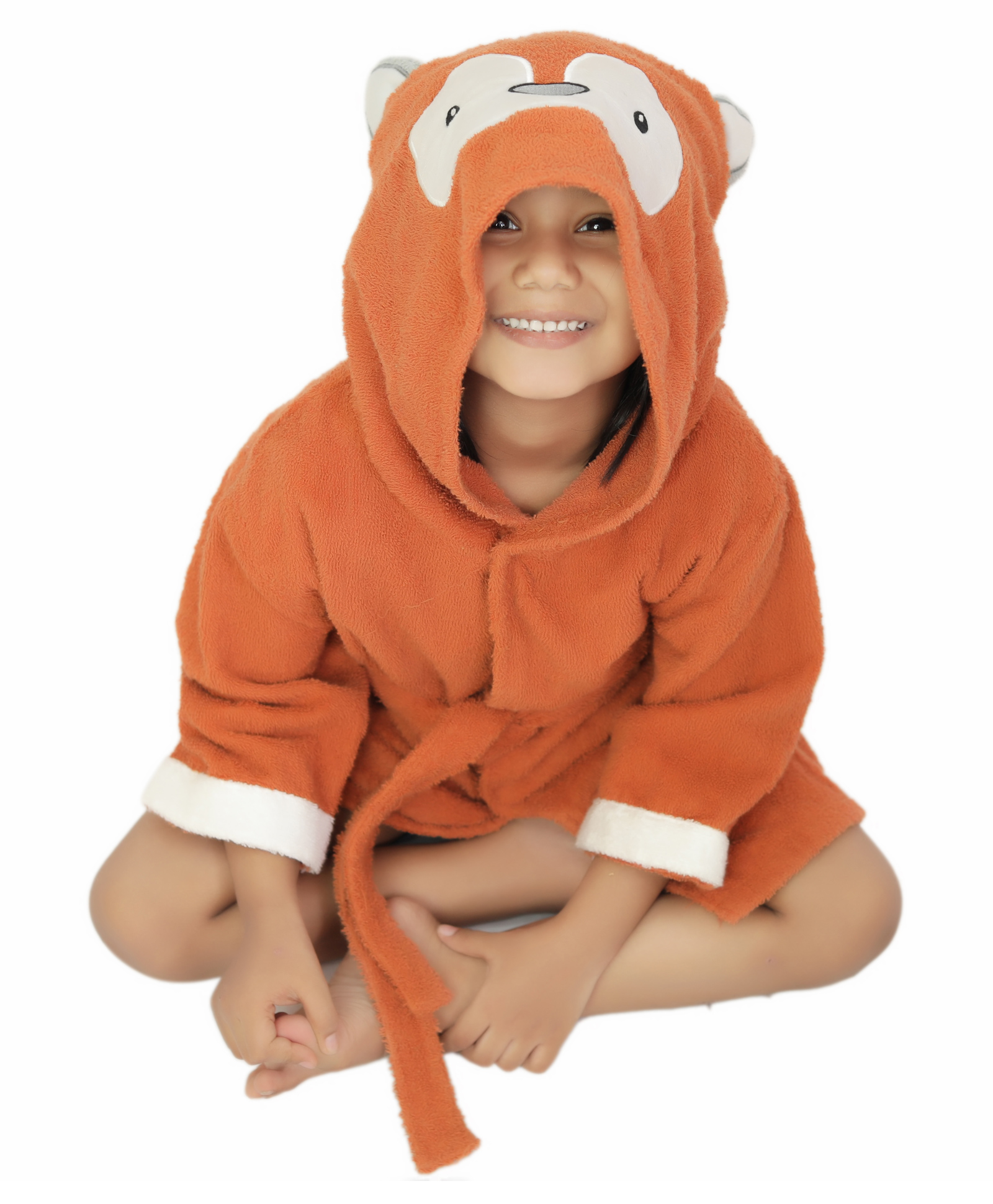 Thread Fairy Full Sleeves Soft Cotton Fox Bath Robe - Brown-picture-22