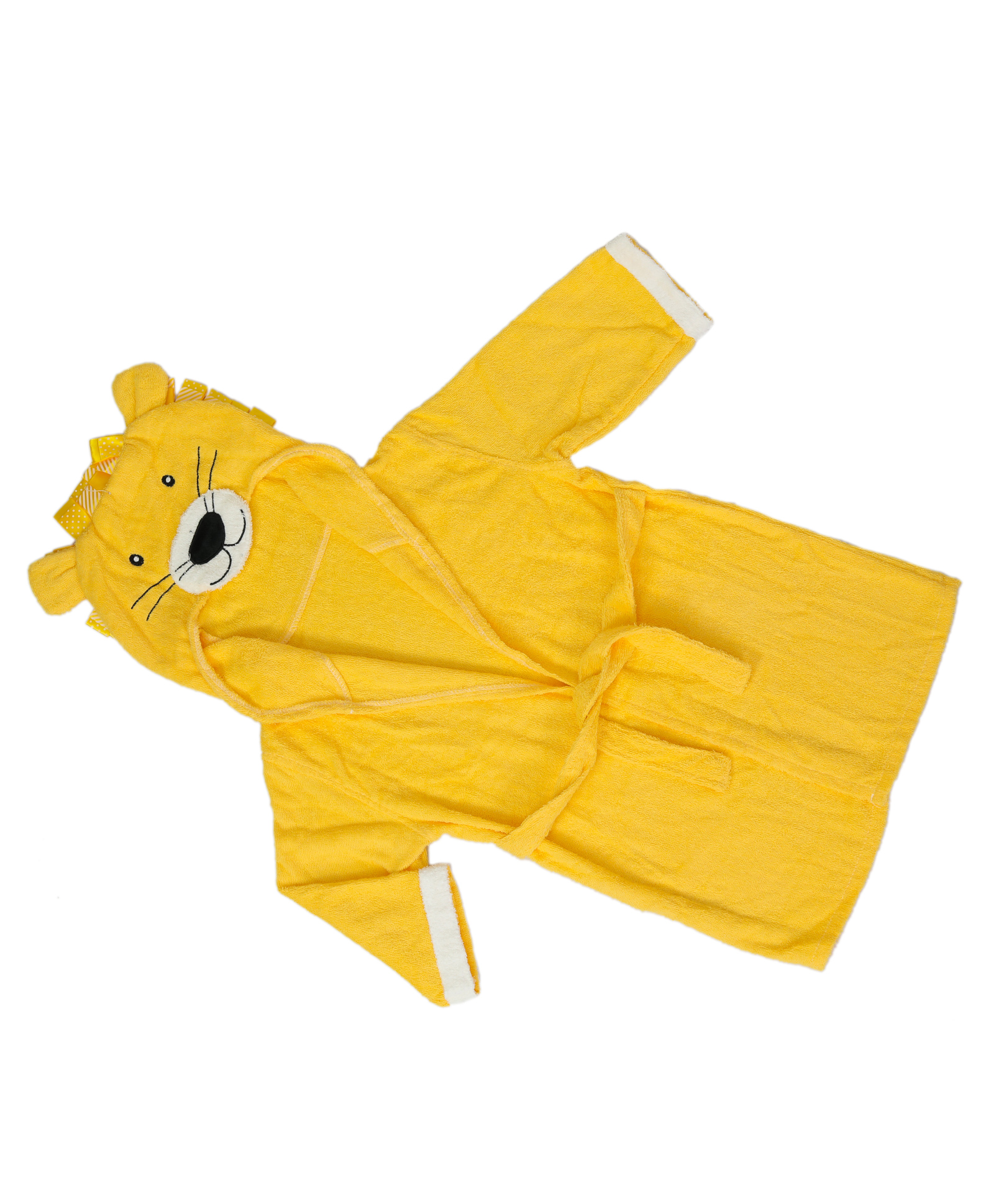Thread Fairy Full Sleeves Soft Cotton Lion Bath Robe - Yellow-picture-27