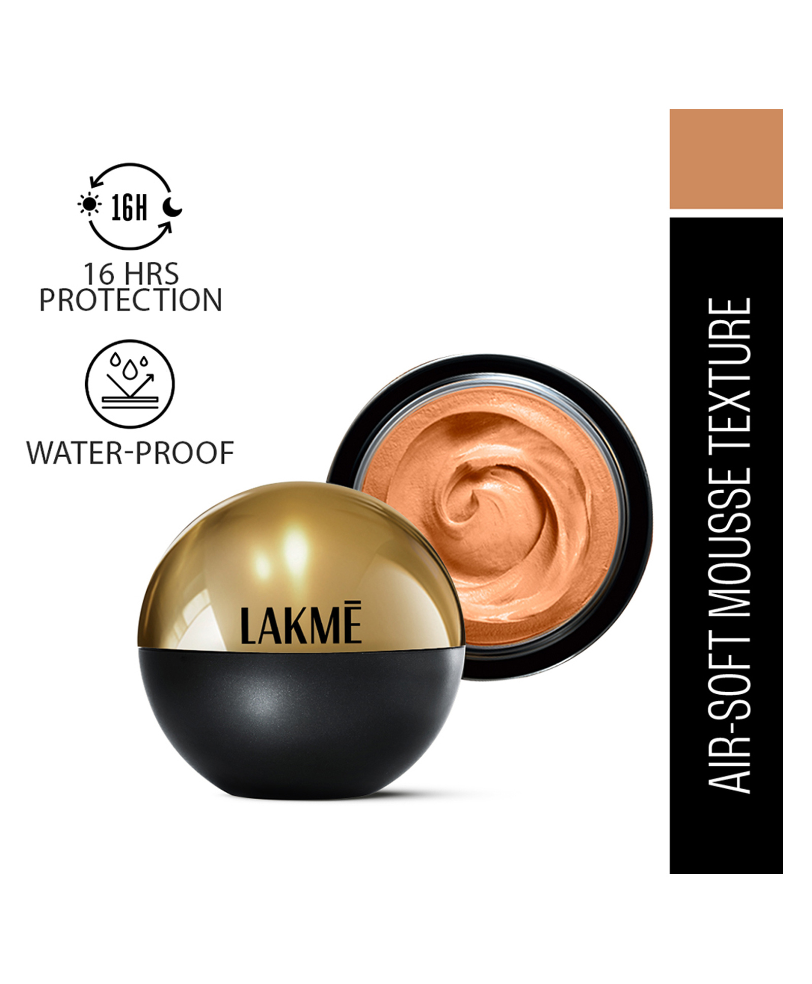 Lakme Xtraordin airy Mattereal Mousse Foundation Matte Finish Has SPF8 03 Golden Sand 25g-image-6