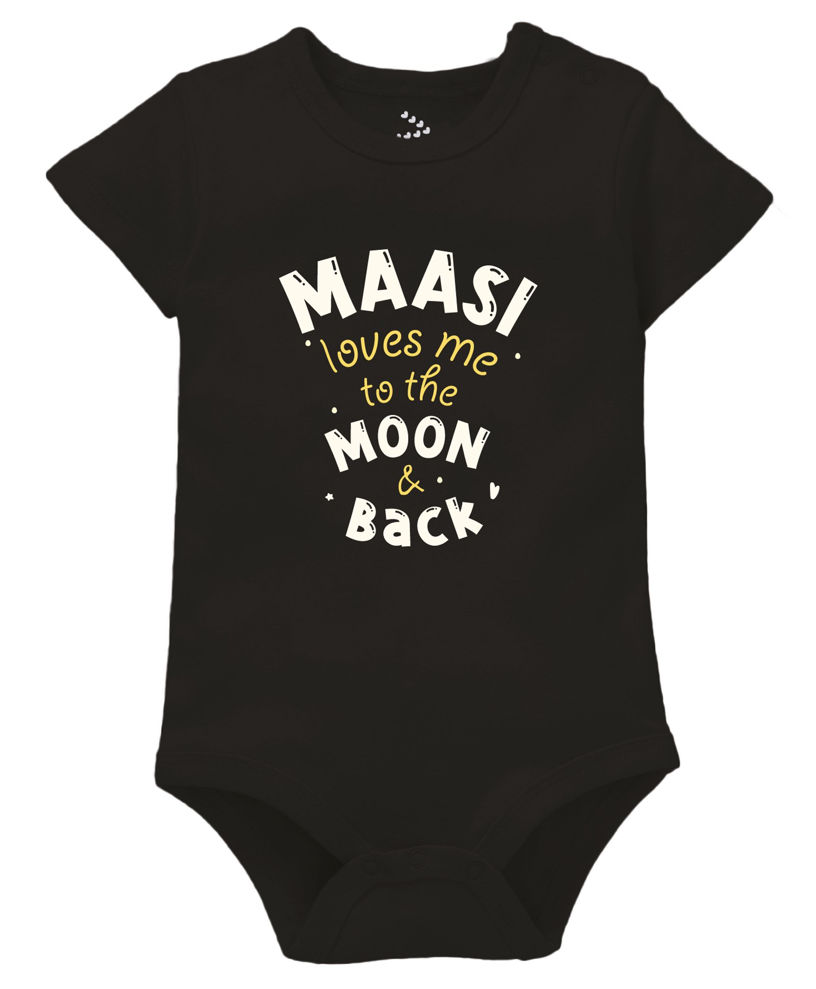 Zeezeezoo 100% Cotton Short Sleeves Maasi Loves Me To The Moon & Back Printed Onesie - Black-picture-24