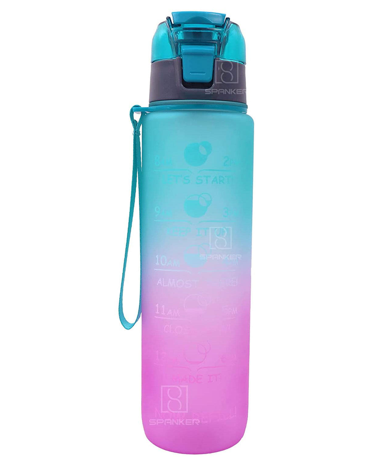 Spanker BPA Free Leak-Proof Sports Water Bottle Green Pink-1000 ml-picture-27