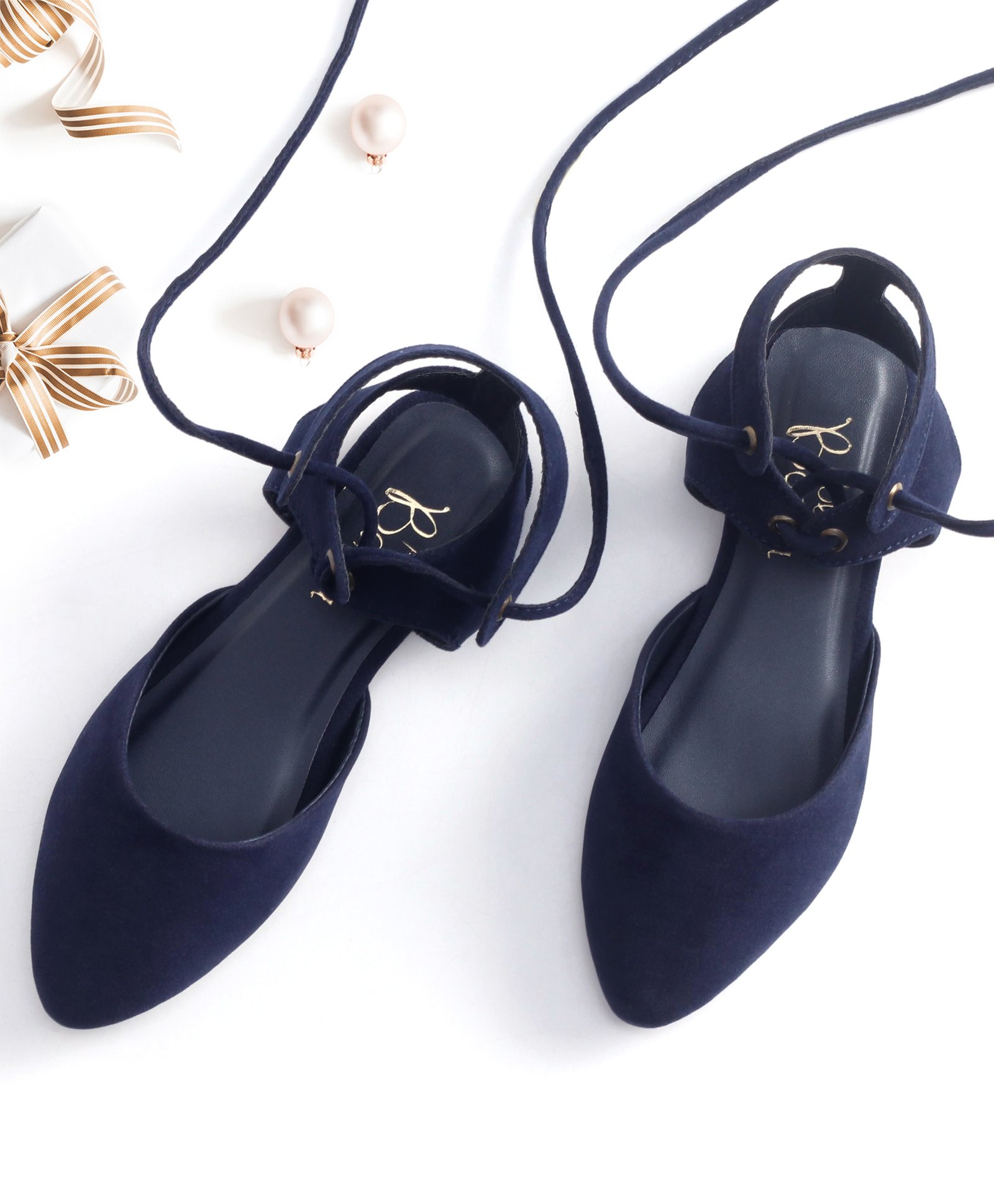 Hola Bonita Slip On Solid Color Bellies With Lace Closure - Navy Blue-picture-10