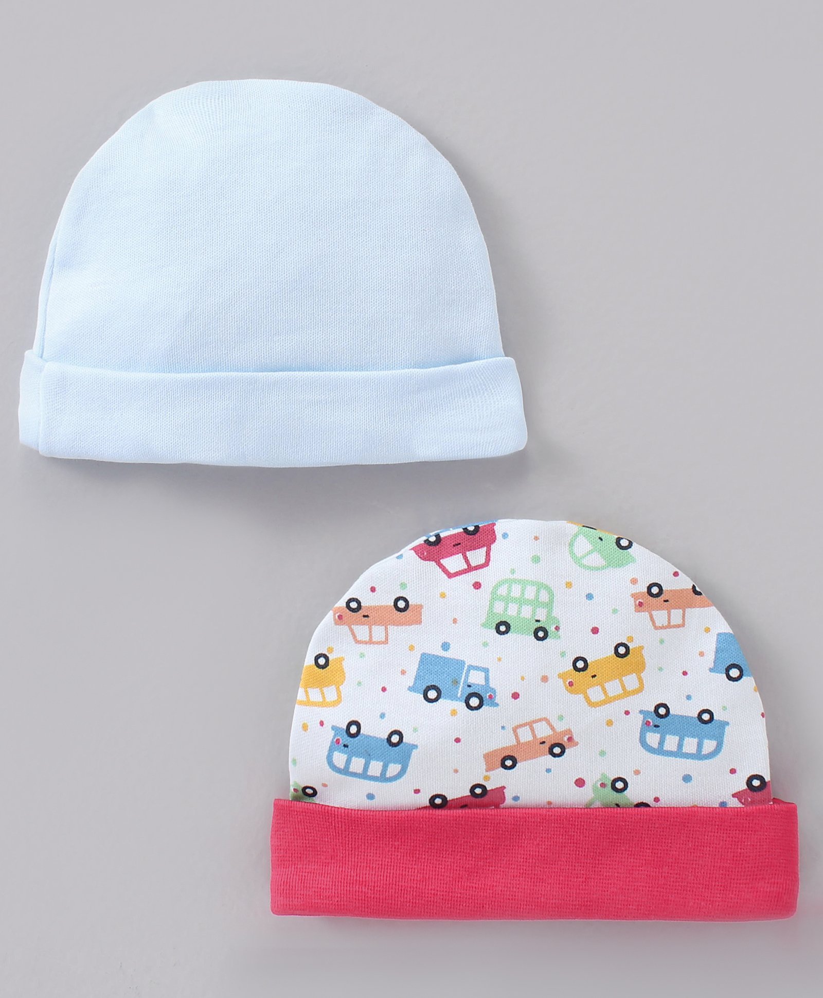 Ben Benny Solid & Vehicle Printed Baby Cap Blue Pink - Diameter 8.5 cm-image-30