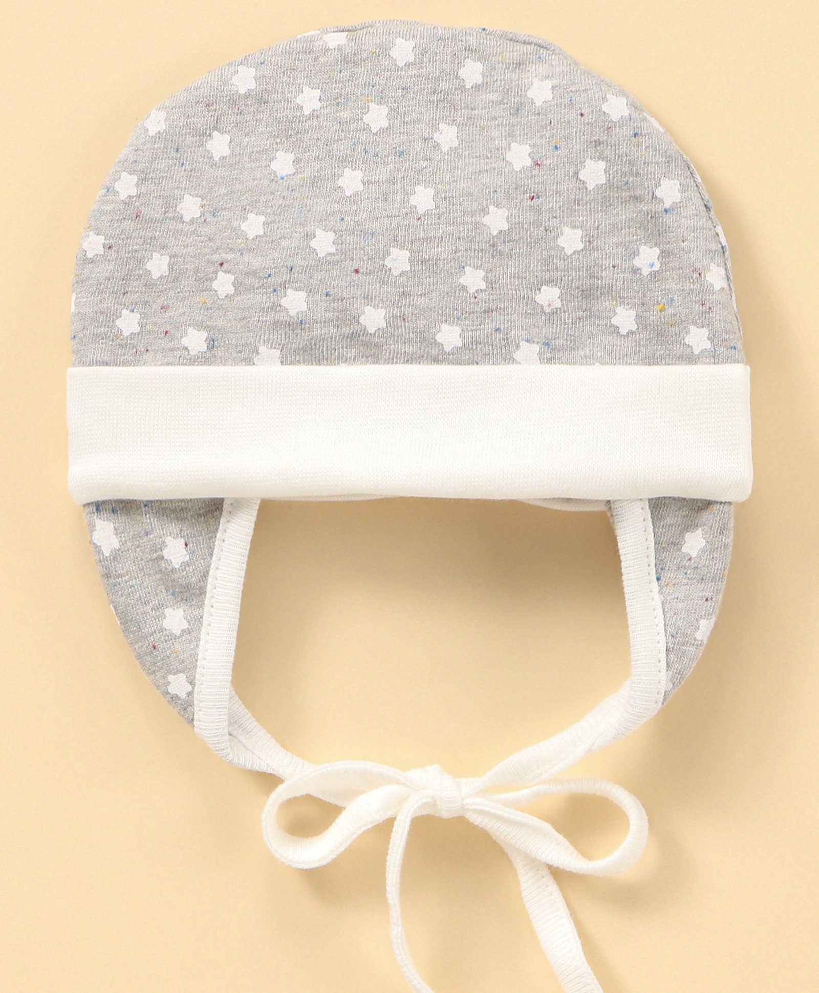 Ben Benny Cotton Knit Double Layer Tie Knot Cap Star Print Grey White - Diameter 10 cm-picture-13