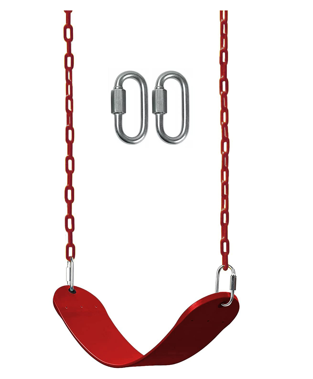 REZNOR Heavy Duty Outdoor Play Playground Flexible Swing Seat with 60 Inch Plastic Coated Chain - Red-picture-24