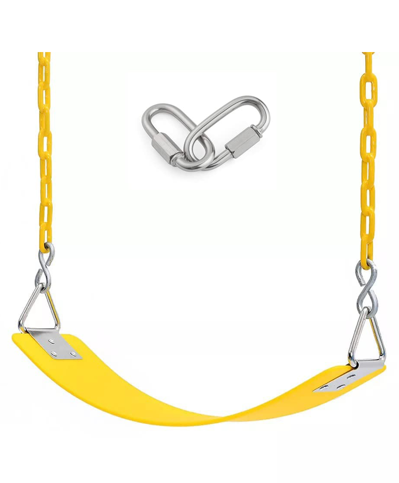 REZNOR Flexible Swing Seat with Metal Triangle Hook Anti Rust Plastic Coated Chain Set - Yellow-image-49