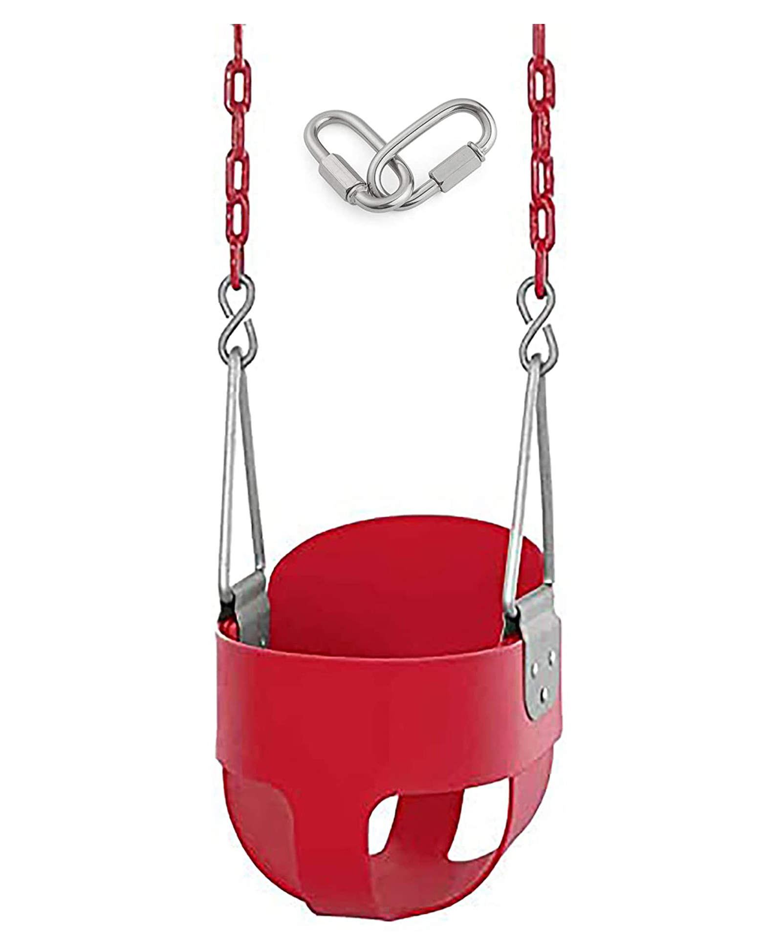 Reznor Flexible High Back Full Bucket Swings Seat With Plastic Coated Chains - Red-picture-13