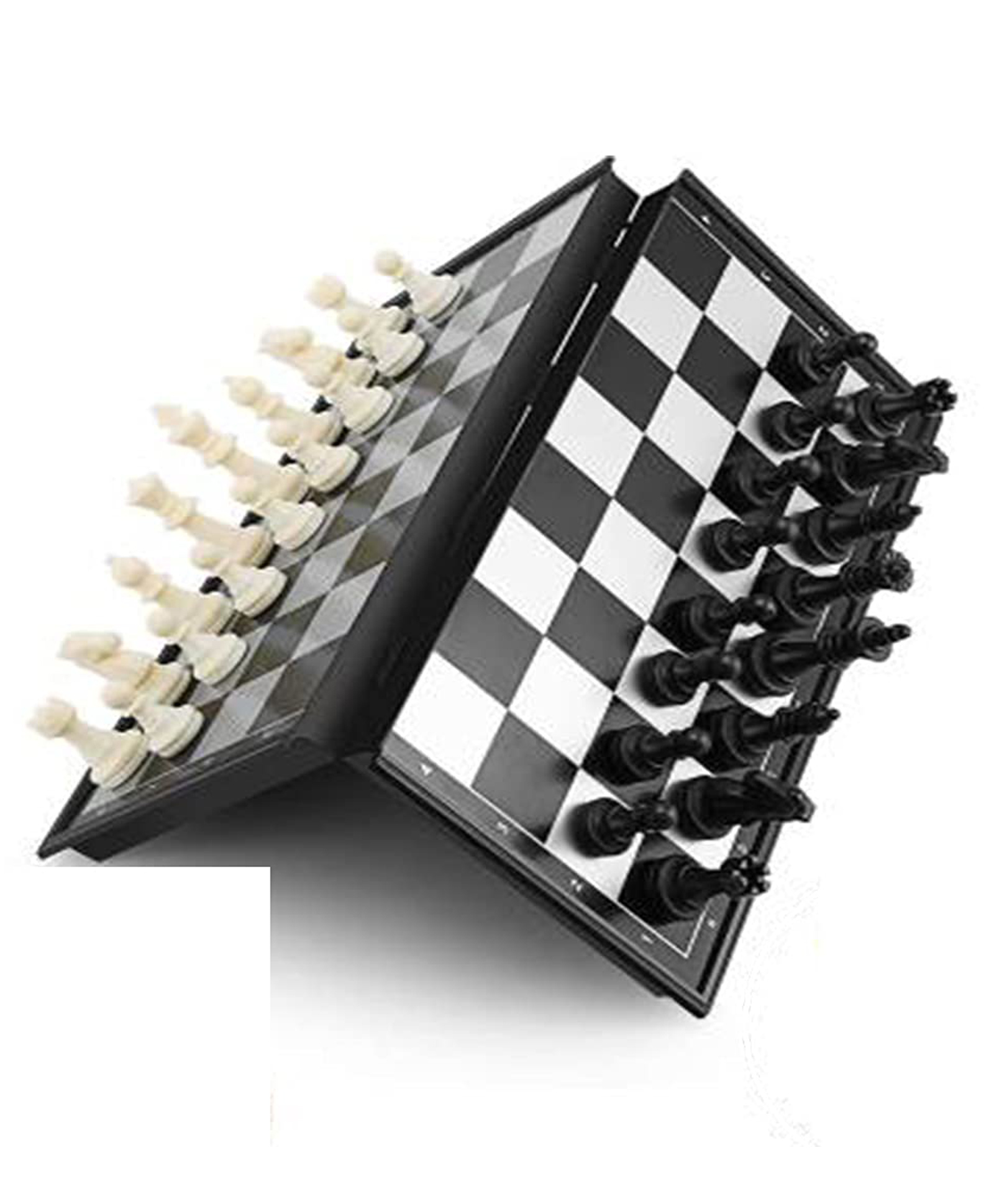 Magnetic Chessboard Game Set With Folding Travel Portable Case Travel Chessgame Black & Ivory Color Pieces Prefect Gift for Kids & Adults- Black White-image-8