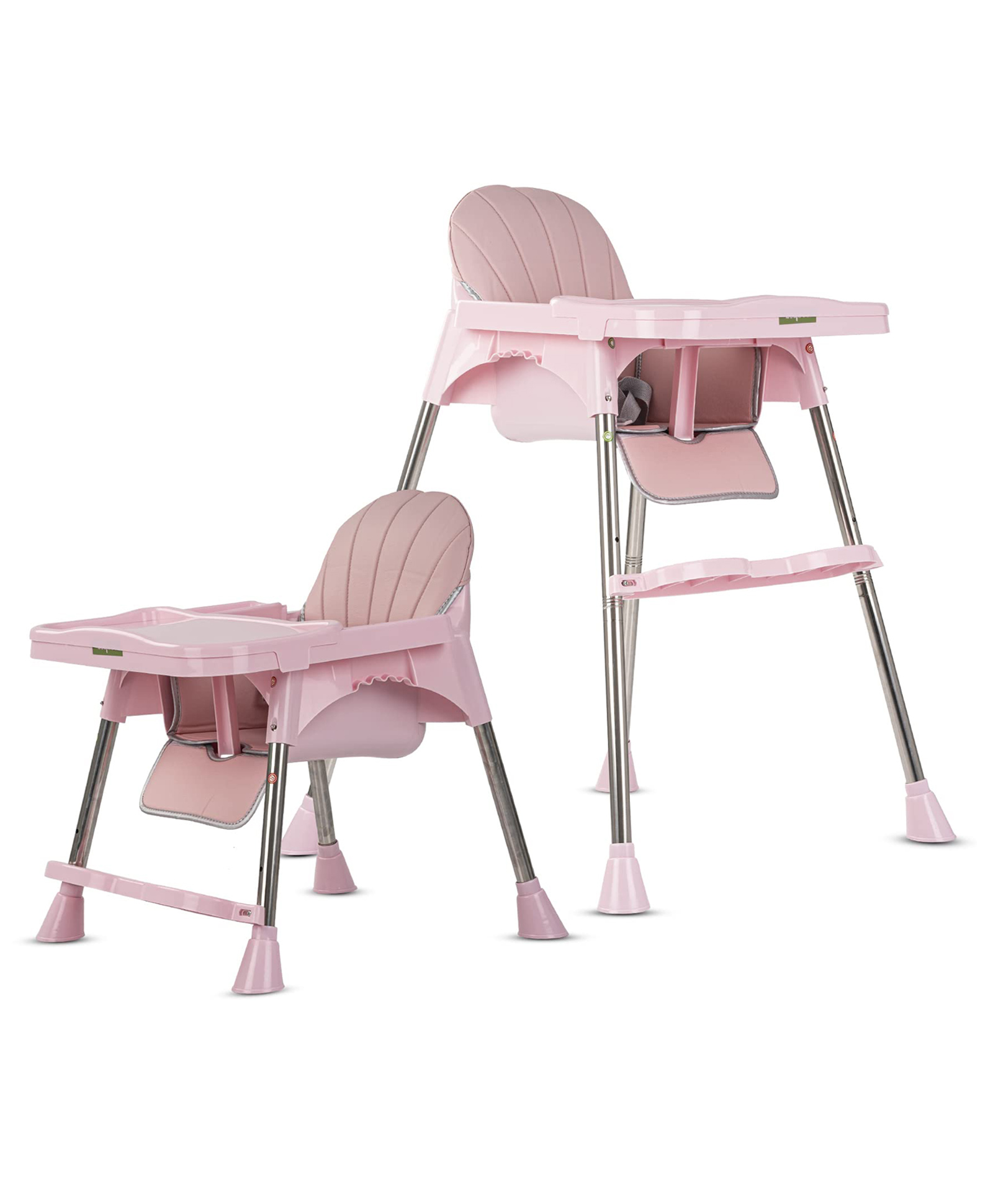 Baybee 3 in 1 Invictus Convertible High Chair for Kids with Adjustable Height and Footrest Baby Toddler Feeding Booster Seat with Tray Safety Belt and Cushion Seat - Pink-picture-15