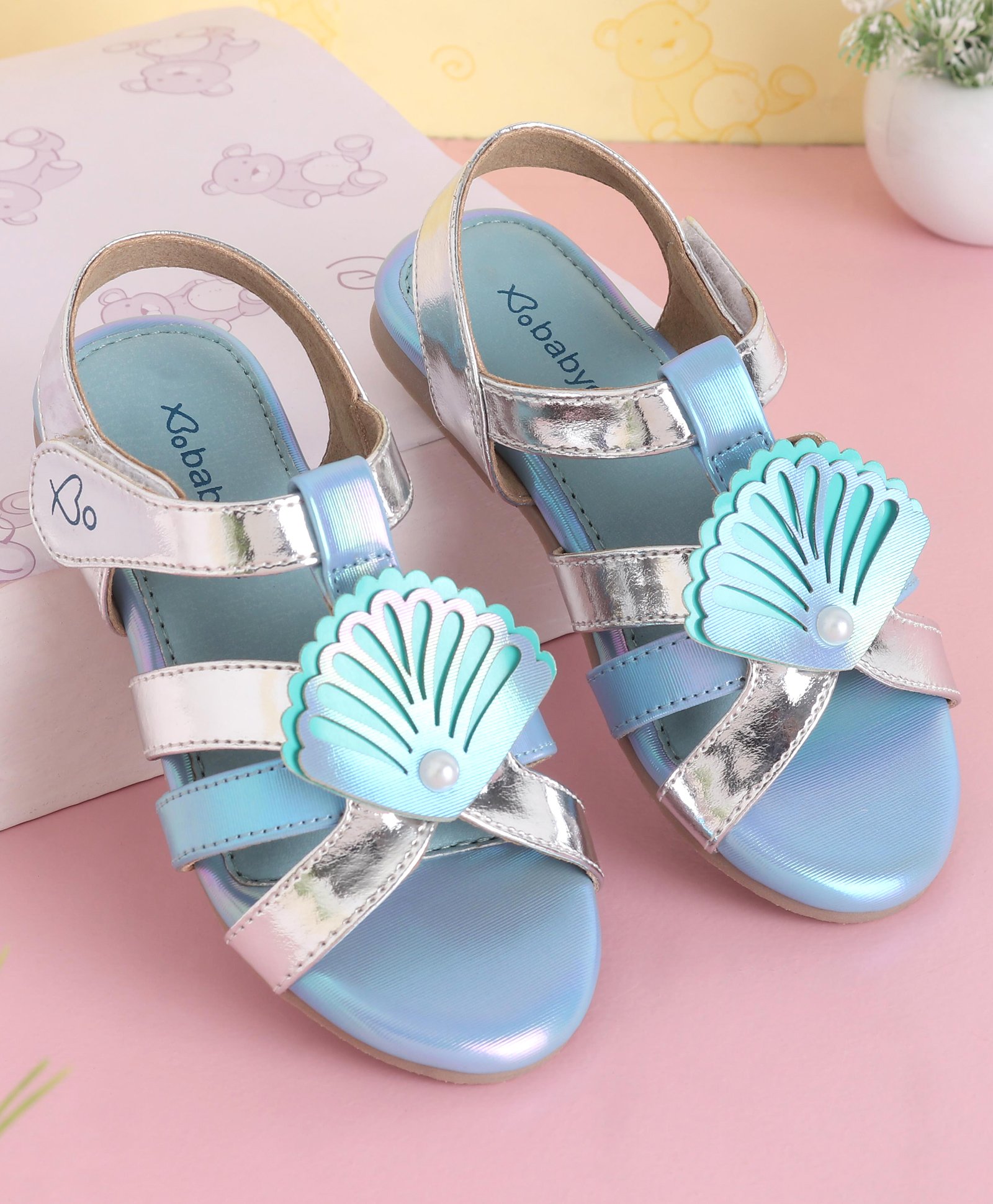 Babyoye Party Wear Sandals - Blue-image-4