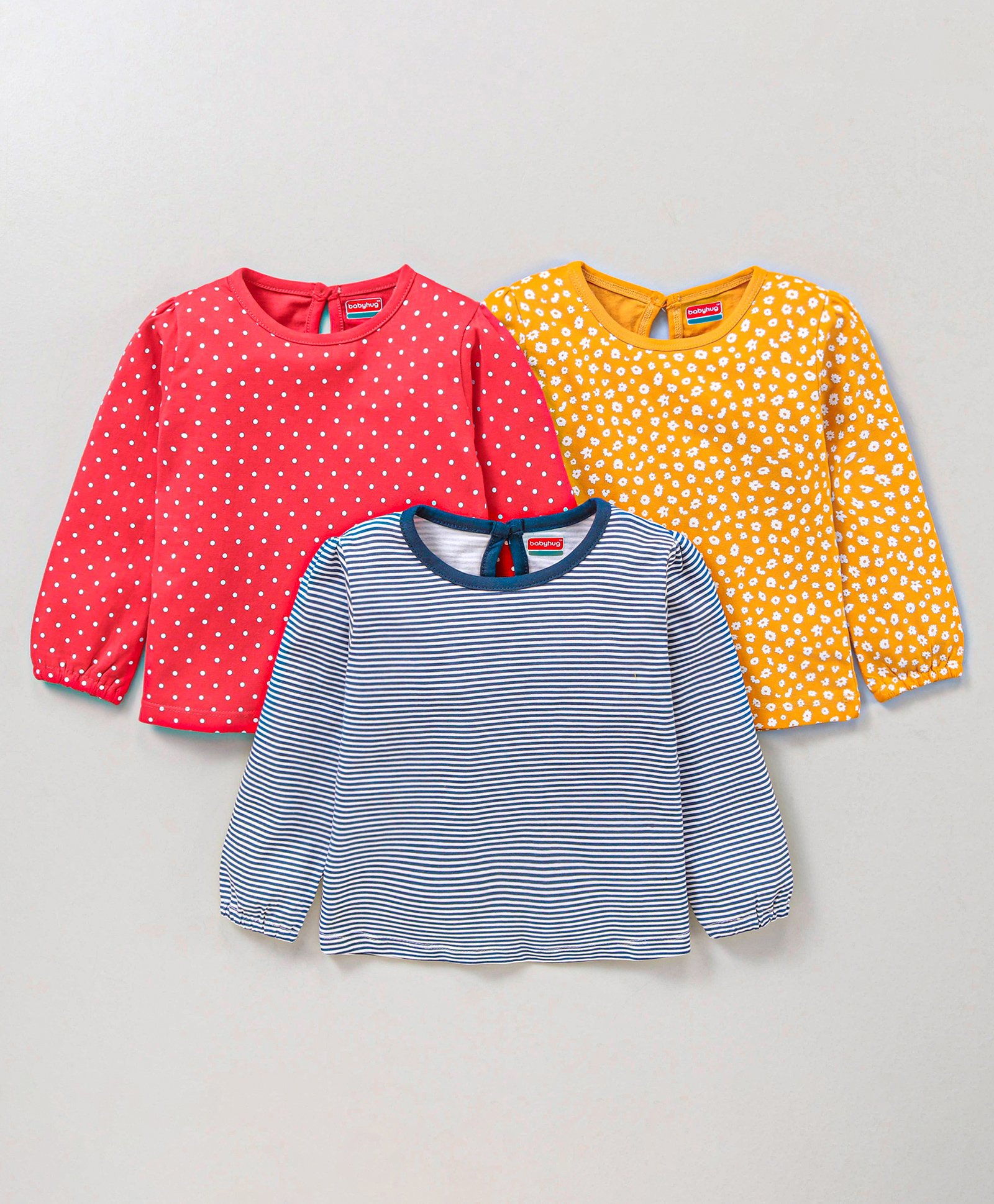 Babyhug Cotton Knit Full Sleeves Top Stripes and Floral Print - Multicolour-picture-11