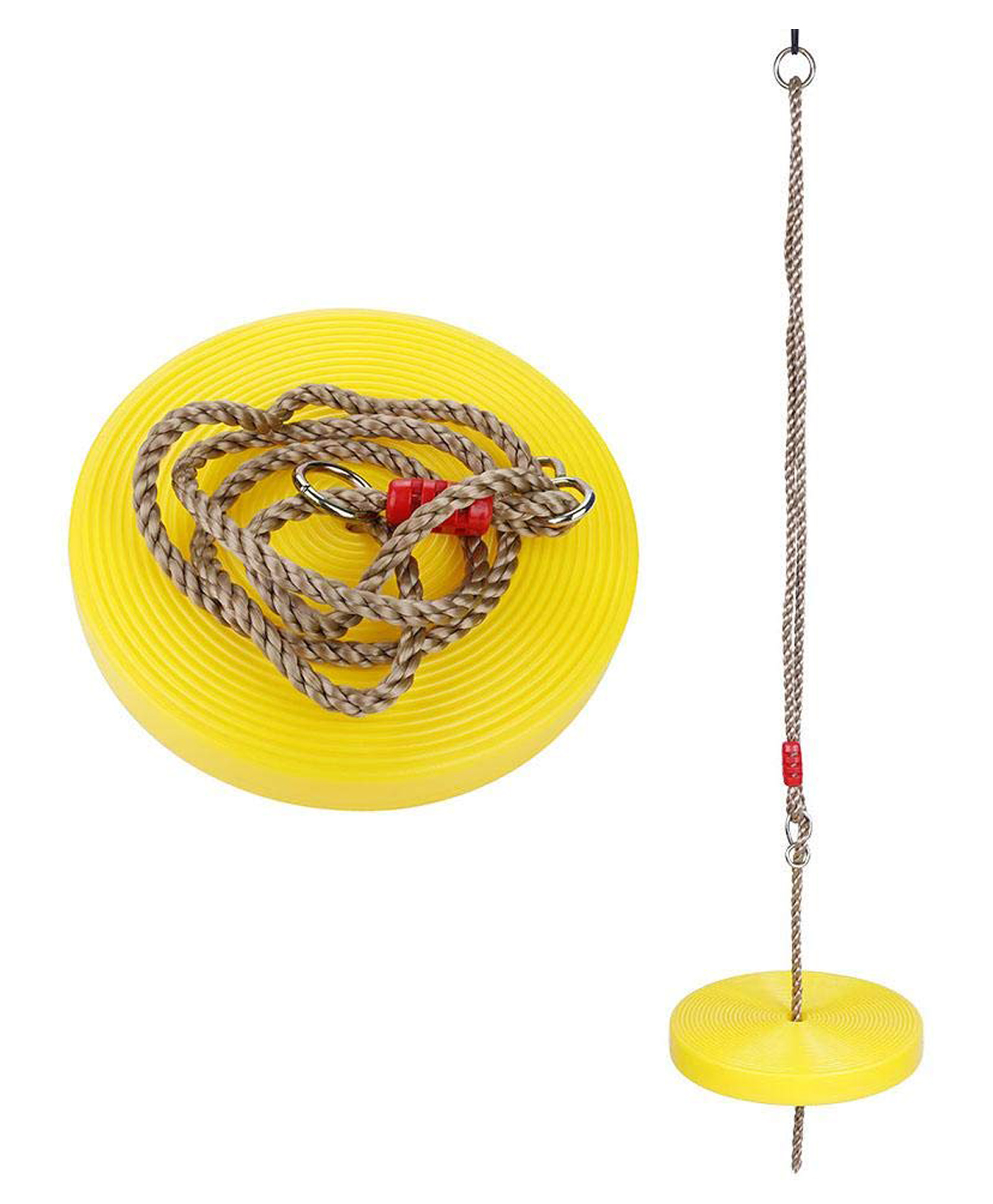 Reznor Plastic Round Disc Swing Seat with Adjustable Hanging Rope - Yellow-image-3