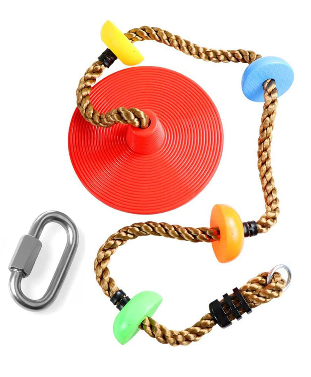 REZNOR Platforms Disc Tree Swing Seat and Climbing Knot Rope with Carabiner Hook - Multicolour-image-31