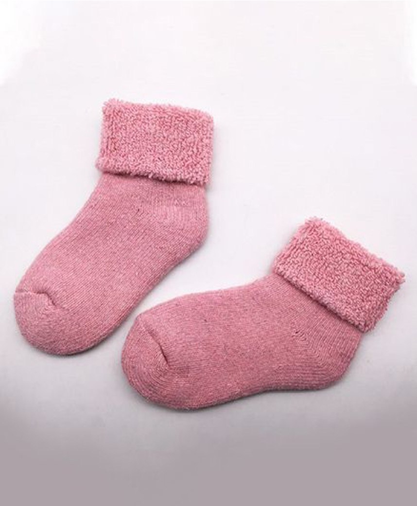 Flaunt Chic Solid Woolen Lining Socks - Pink-image-12