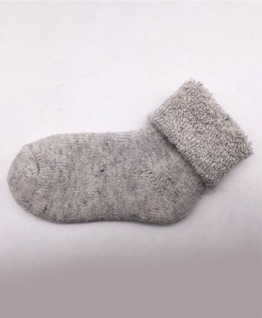 Flaunt Chic Solid Woolen Lining Socks - Grey-image-48