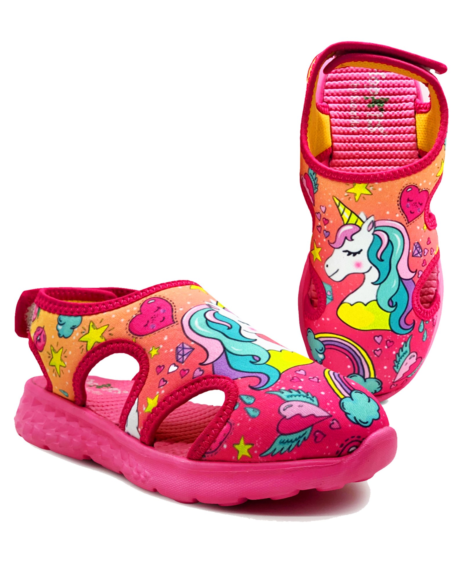 KazarMax Unicorn & Heart With Star Printed Sandals - Pink-image-12