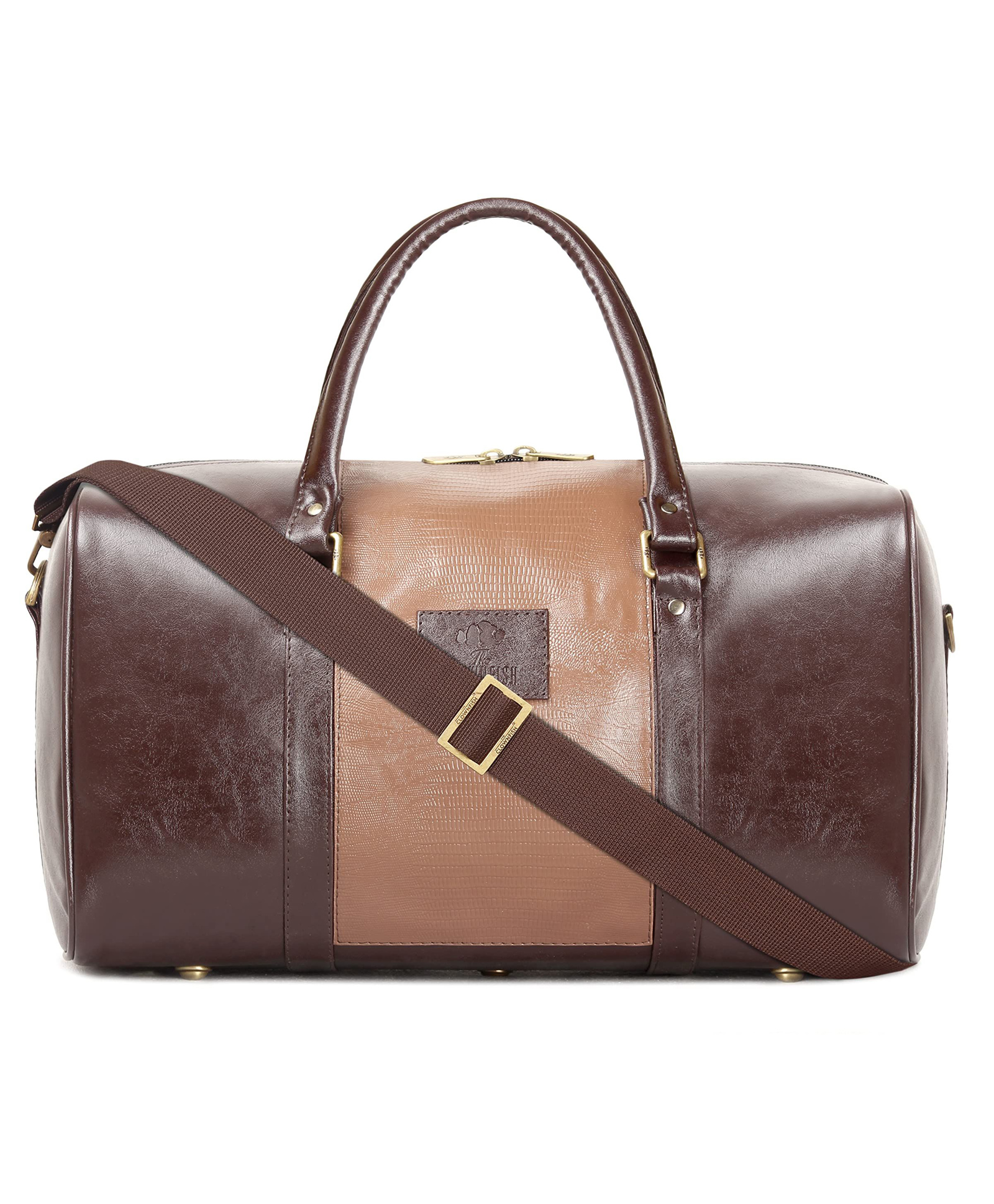 The Clownfish Ambiance Series Unisex Synthetic 18 Inch/20 litres Brown Duffle Travel Bag-image-1