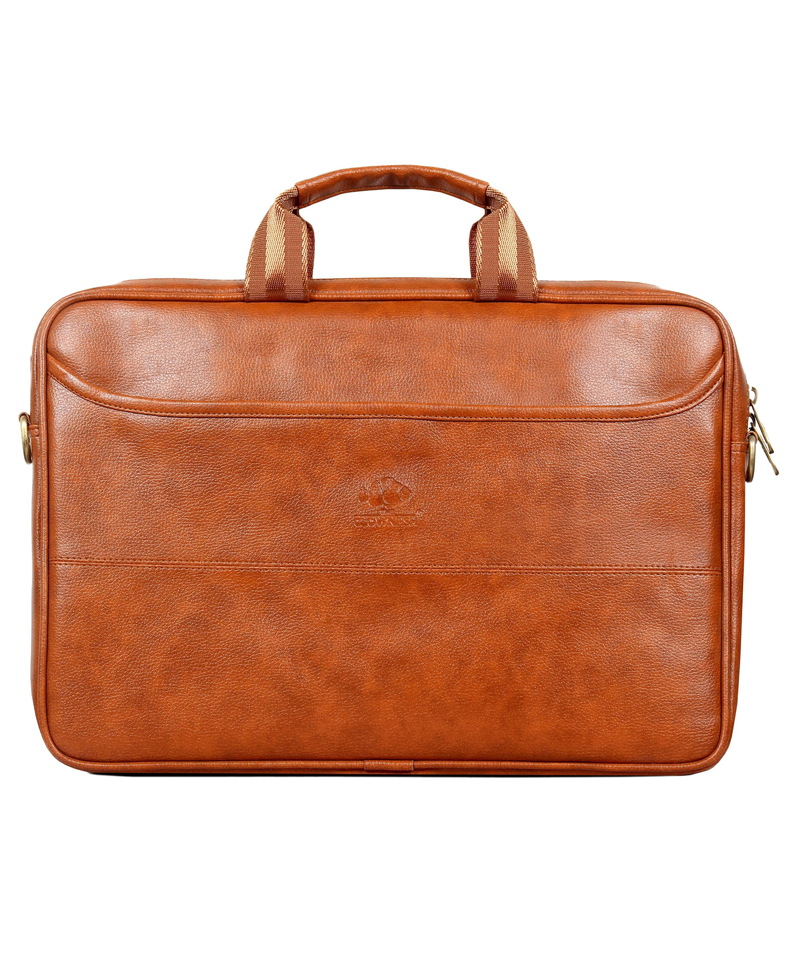 The Clownfish Unisex Adult Divine Faux Leather 15.6 inch Laptop Messenger Briefcase (Tan)-image-33