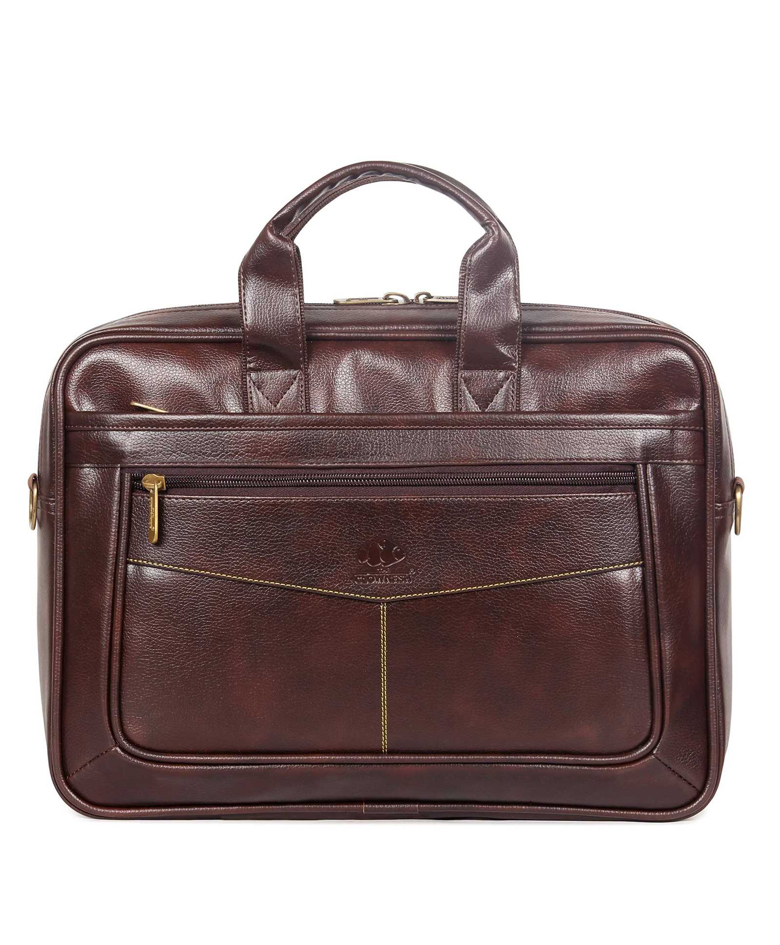 The Clownfish Women's and Men's Laptop Tablet Computer up to 15.6 inch Water Resistant Synthetic Leather Sling Shoulder Briefcase (Dark Brown)-picture-11