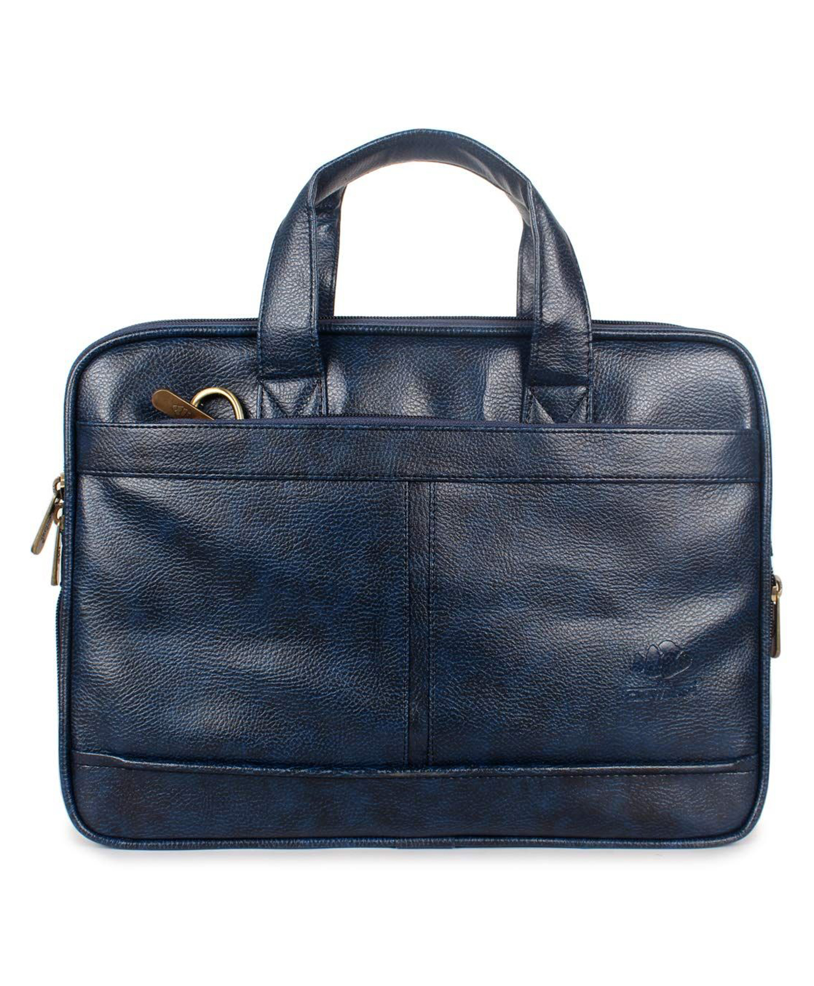 The Clownfish Faux Leather Slim Expandable 15.6 inch Laptop Messenger Bag Briefcase (Blue)-image-31
