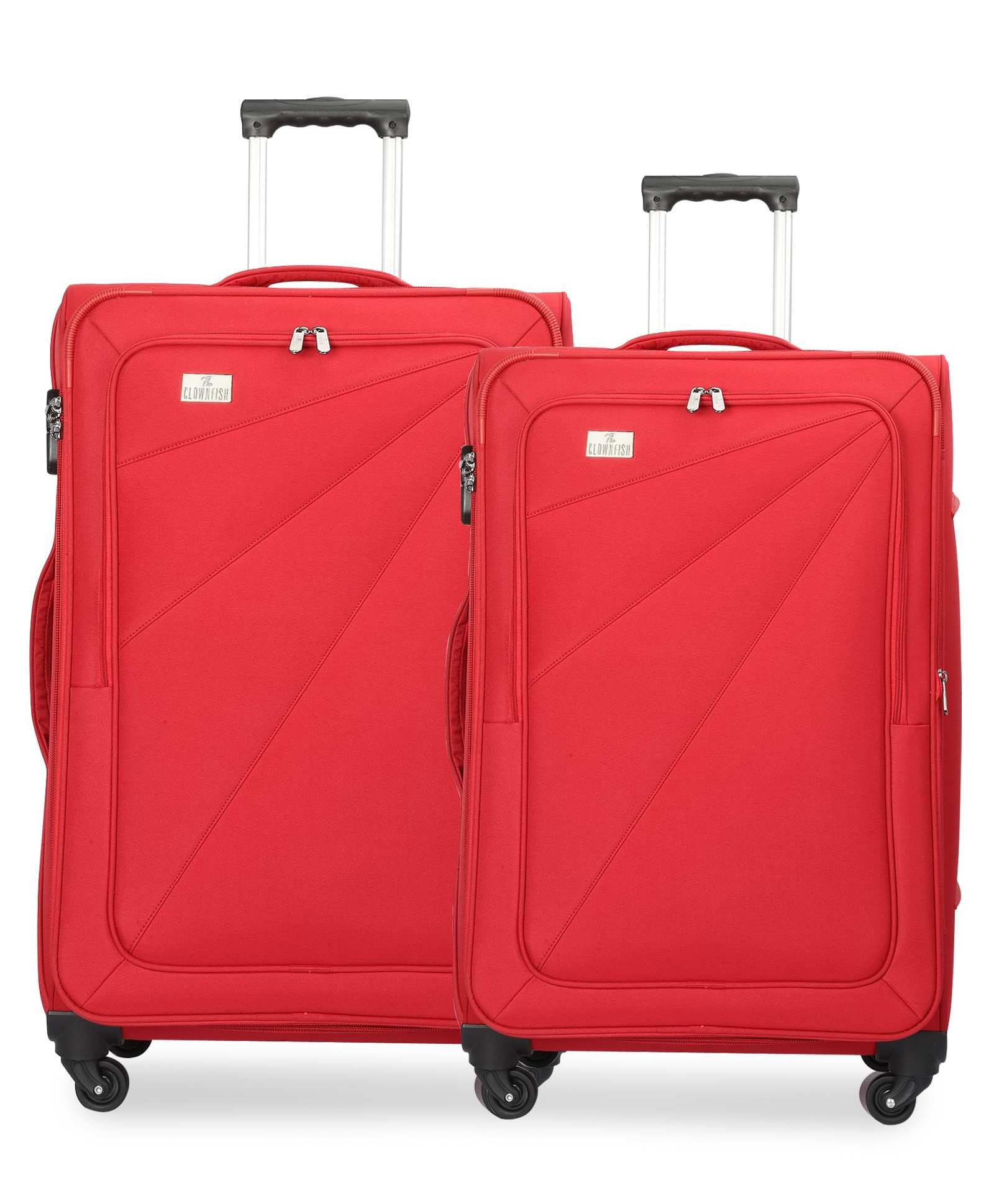 The Clownfish Combo of 2 Farren Series Suitcases Varied Sizes Polyester Luggage Four Wheel Trolley Bags - Red (24 inch, 20 inch)-image-9