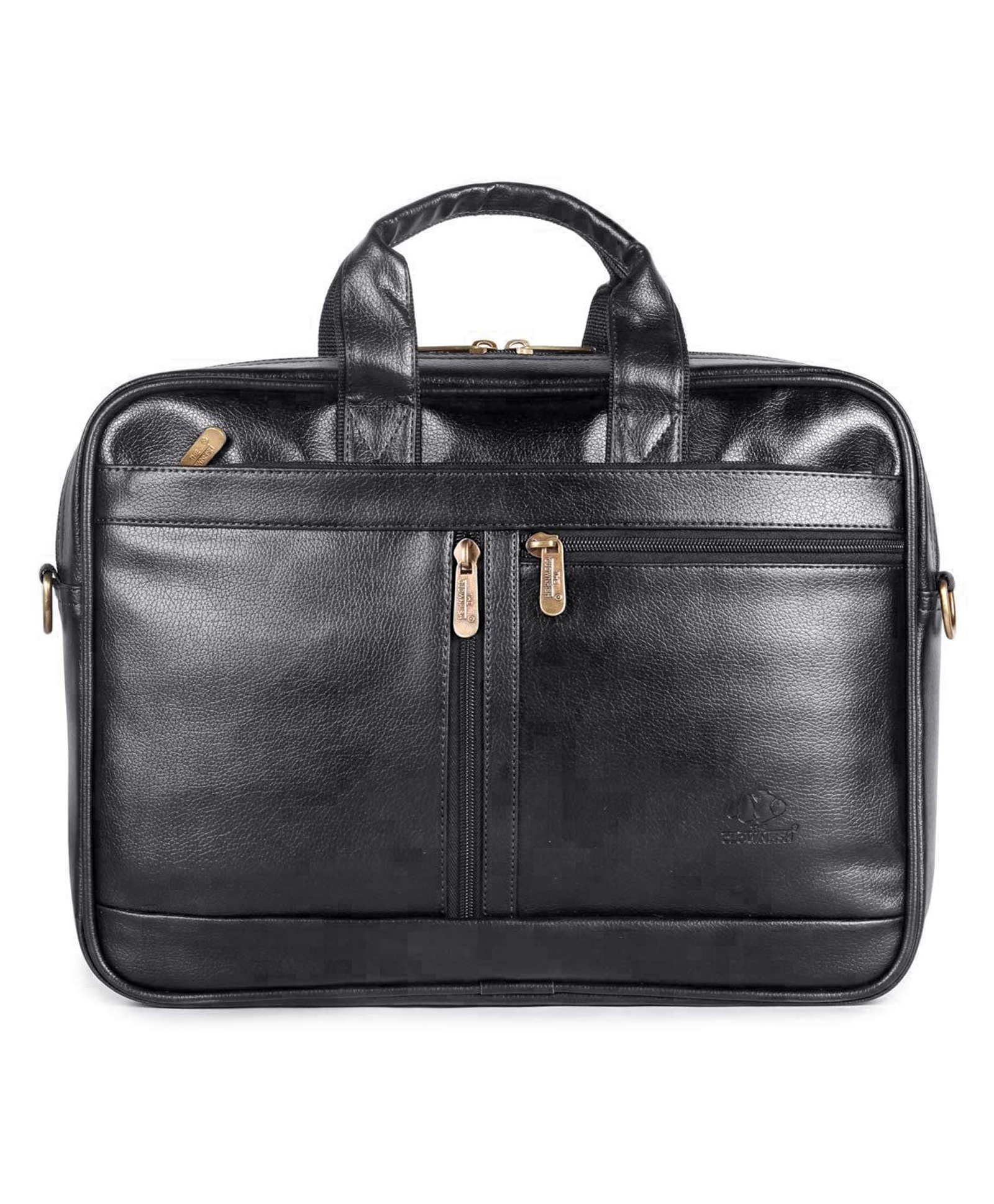 The Clownfish Faux Leather 15.6 inch Laptop Messenger Bag Briefcase Laptop Bag (Black)-image-1