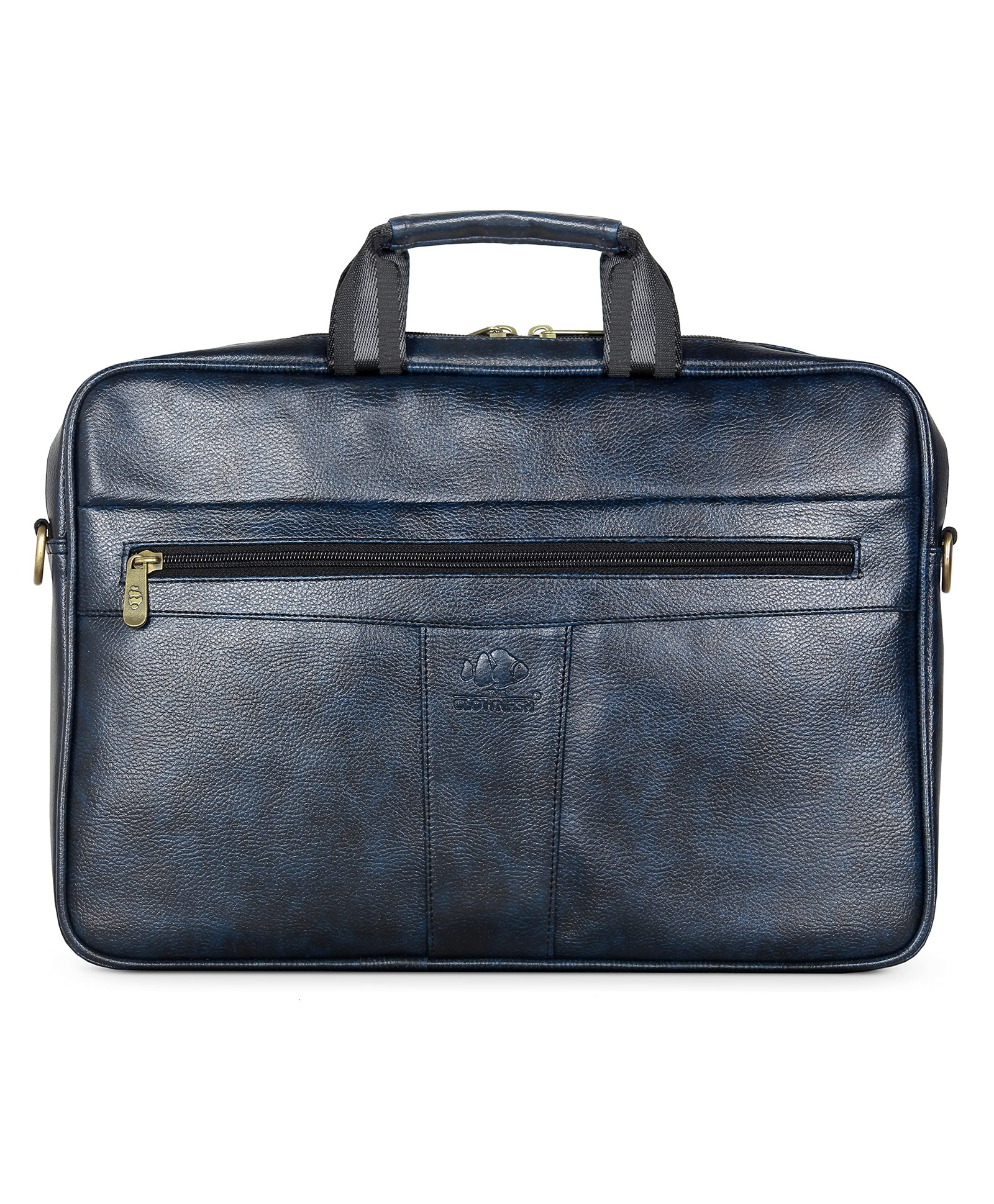 The Clownfish Icon Faux Leather 15.6 inch Laptop Messenger Bag Briefcase (Blue)-image-16