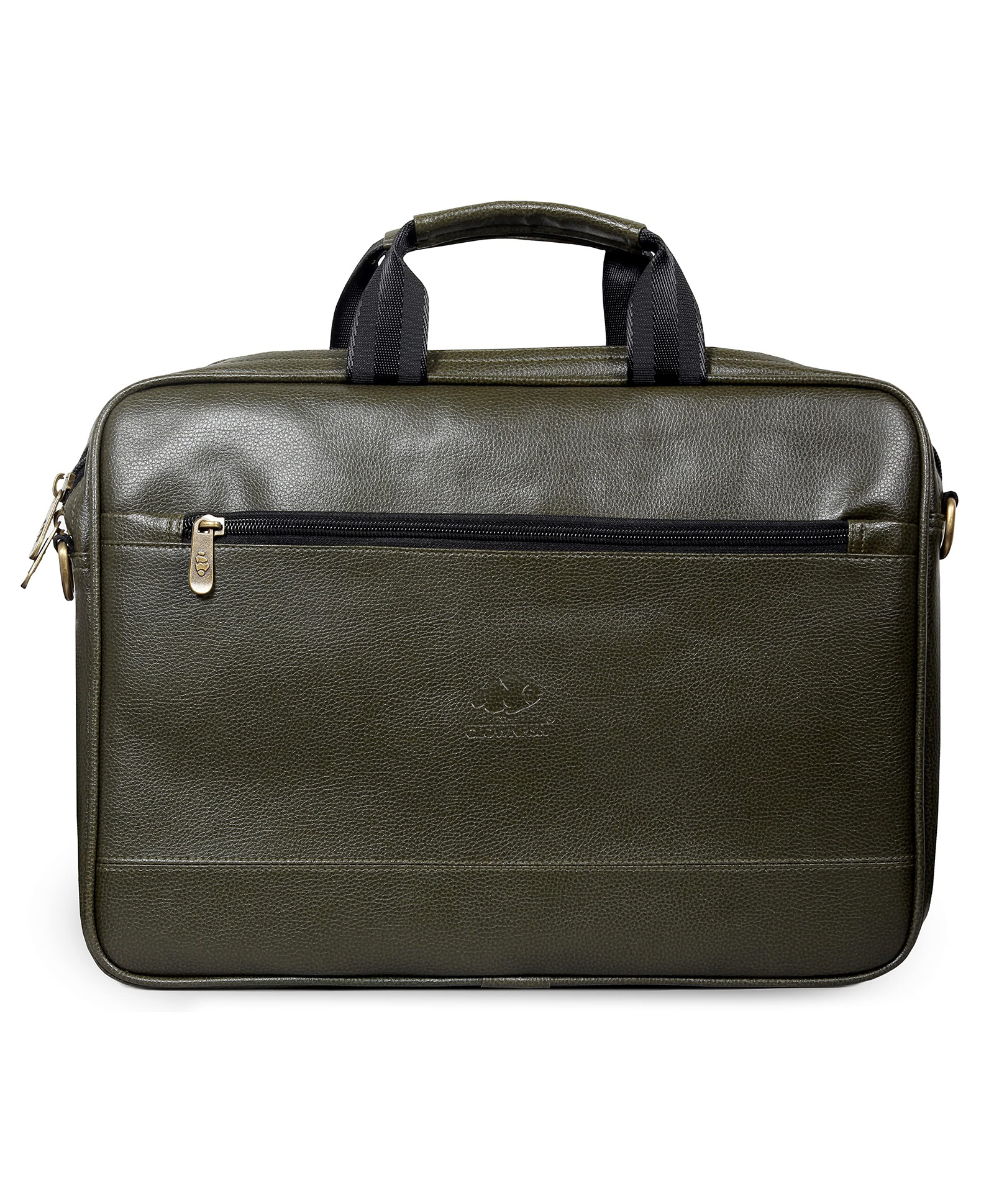 The Clownfish Biz Faux Leather 15.6 inch Laptop Messenger Bag Briefcase (Green)-image-18