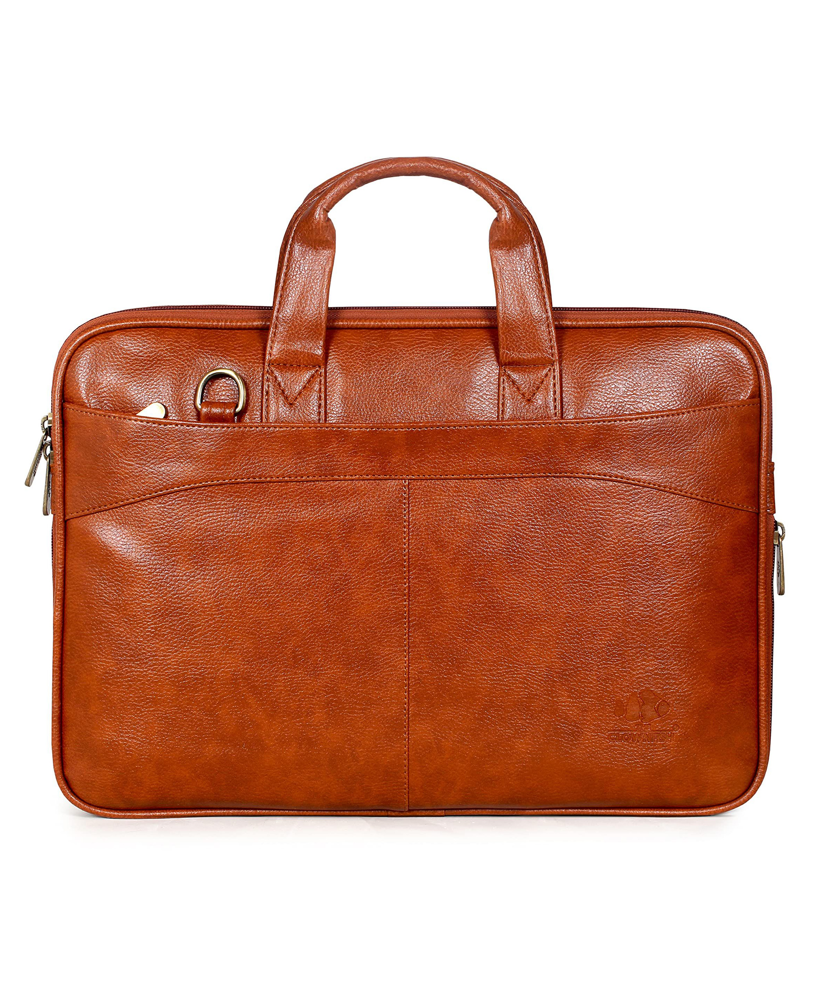 The Clownfish Glamour Faux Leather Slim Expandable 15.6 inch Laptop Messenger Bag Briefcase (Tan)-image-32