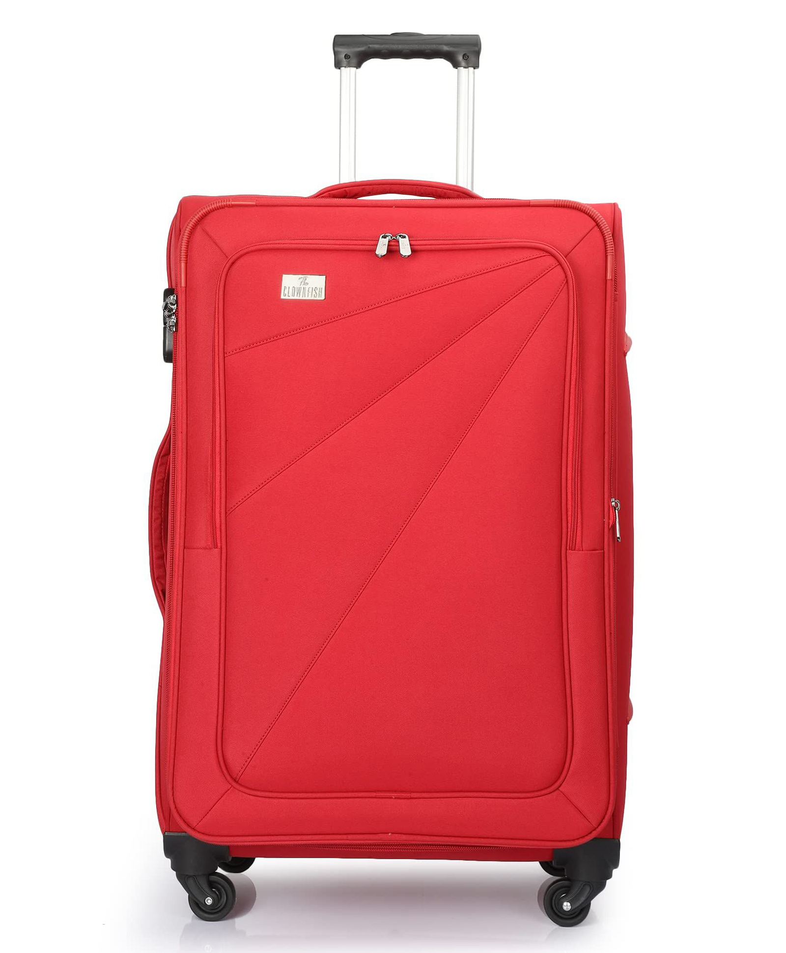 The Clownfish Farren Suitcase Polyester Luggage Four Wheel Trolley Bag- Red (Medium Size- 24 inch)-image-5