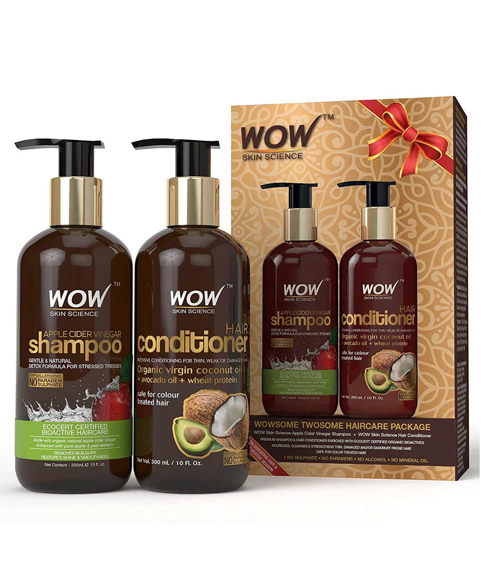 Wow Skin Science Apple Cider Vinegar Hair Care Shampoo & Conditioner Combo  Kit- 600 ml Online in India, Buy at Best Price from  - 11798683