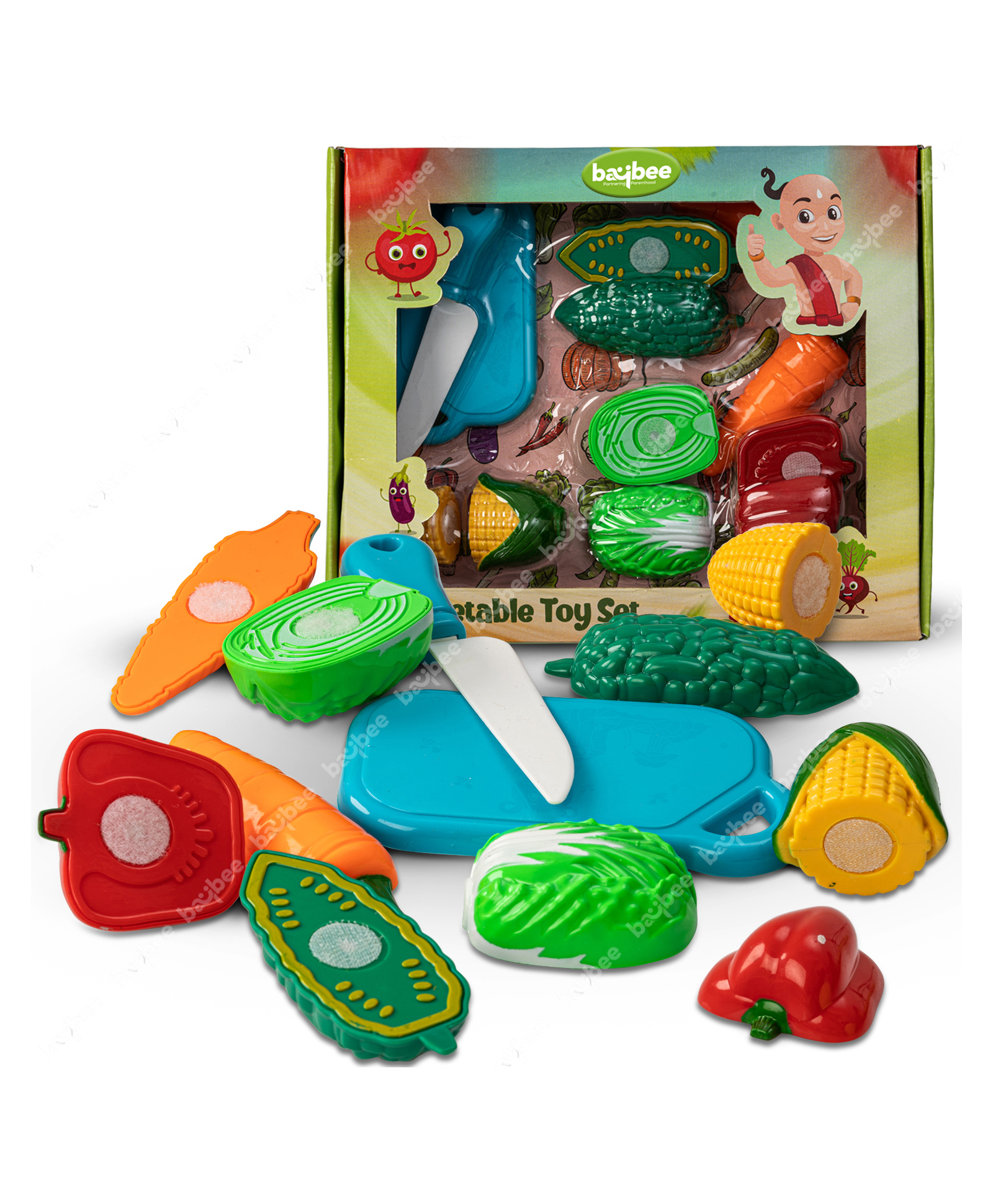 Baybee Vegetables Cutting Kitchen Playset With Knife & Board - Multicolour-image-24