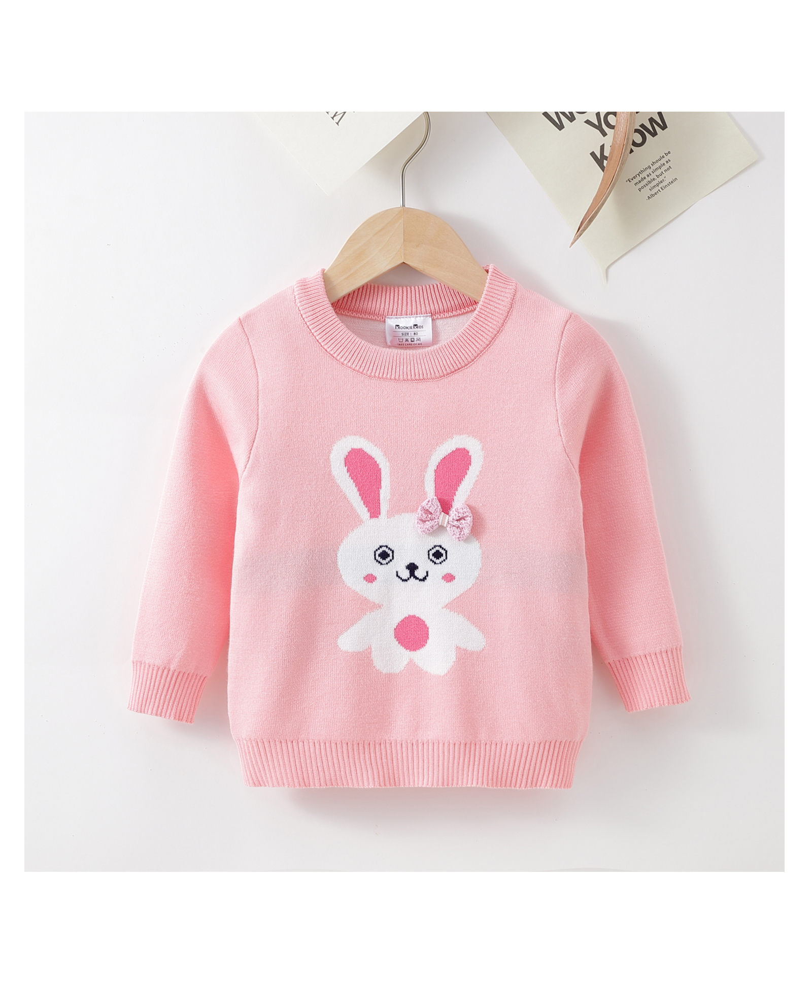 Kookie Kids Full Sleeves Pullover Bunny Design - Pink-image-0