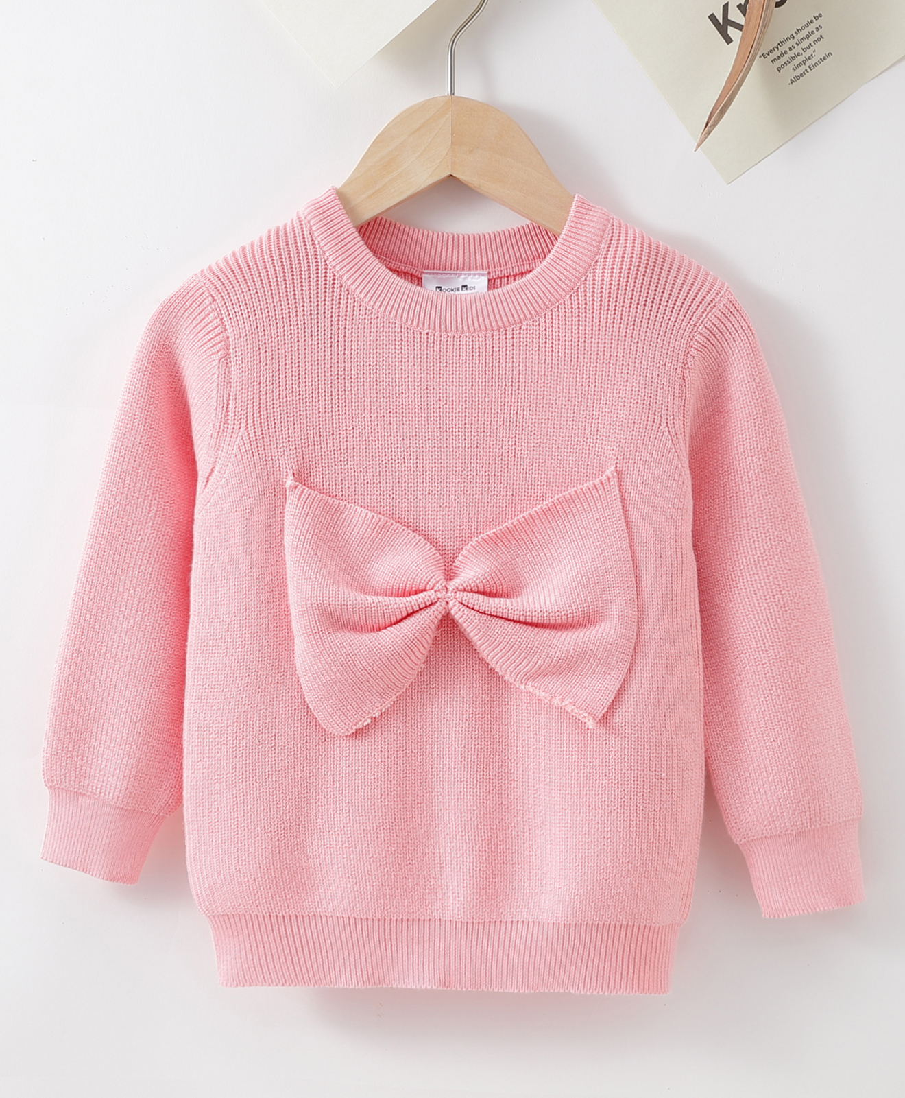 Kookie Kids Full Sleeves Pullover Bow Applique - Pink-image-31