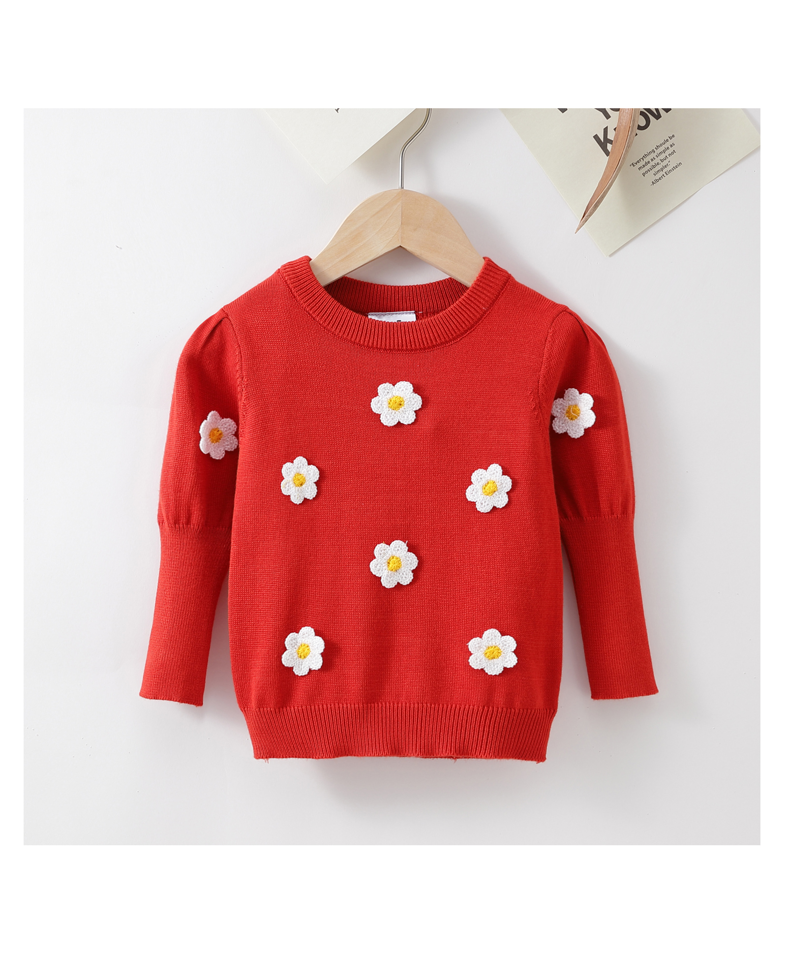 Kookie Kids Full Sleeves Pullover Floral Applique - Red-image-46