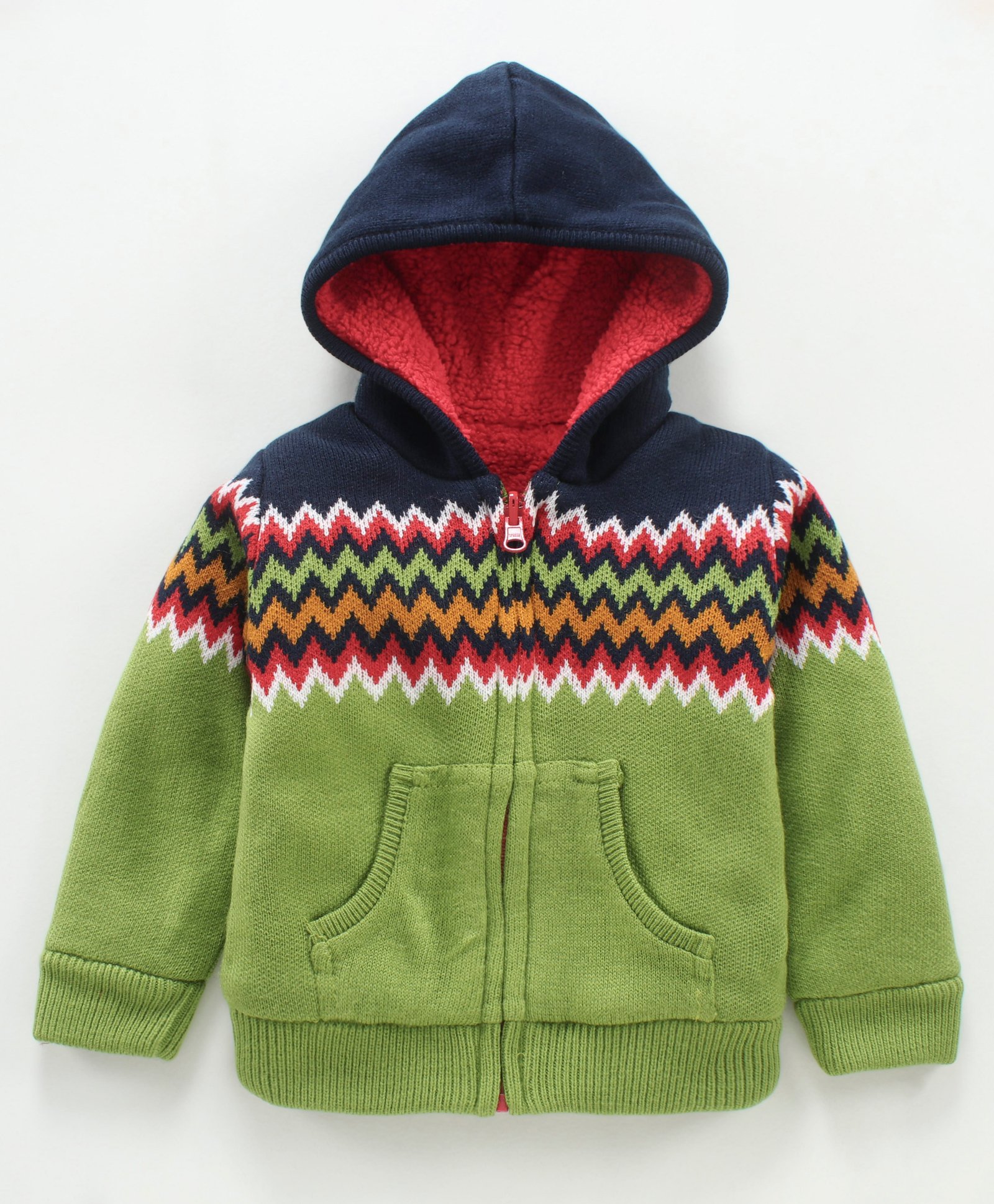 Yellow Apple Full Sleeves Hooded Sweaters Argyle Print - Green-image-9