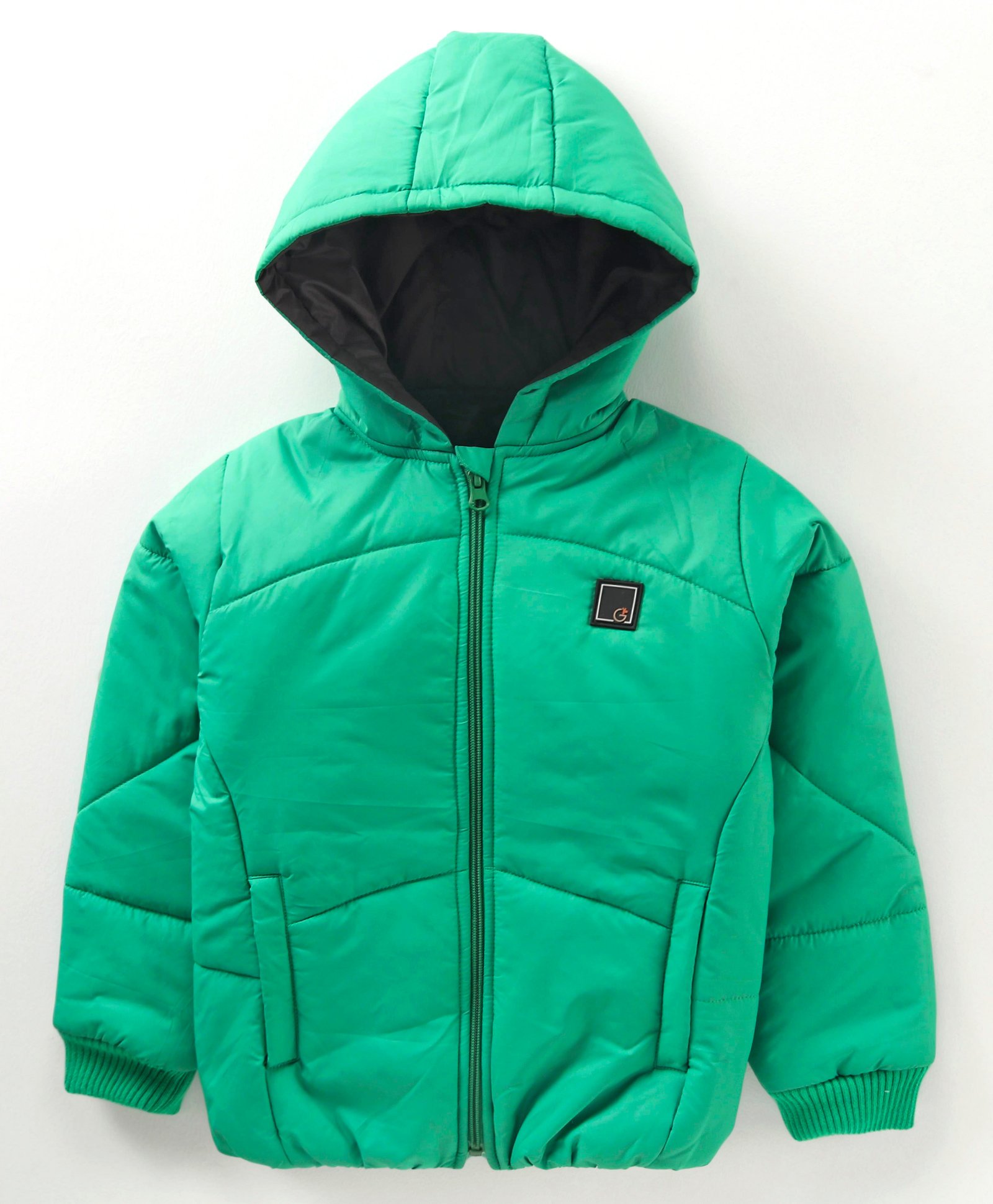 Little Kangaroos Full Sleeves Solid Hooded Quilted Jacket - Green-picture-26
