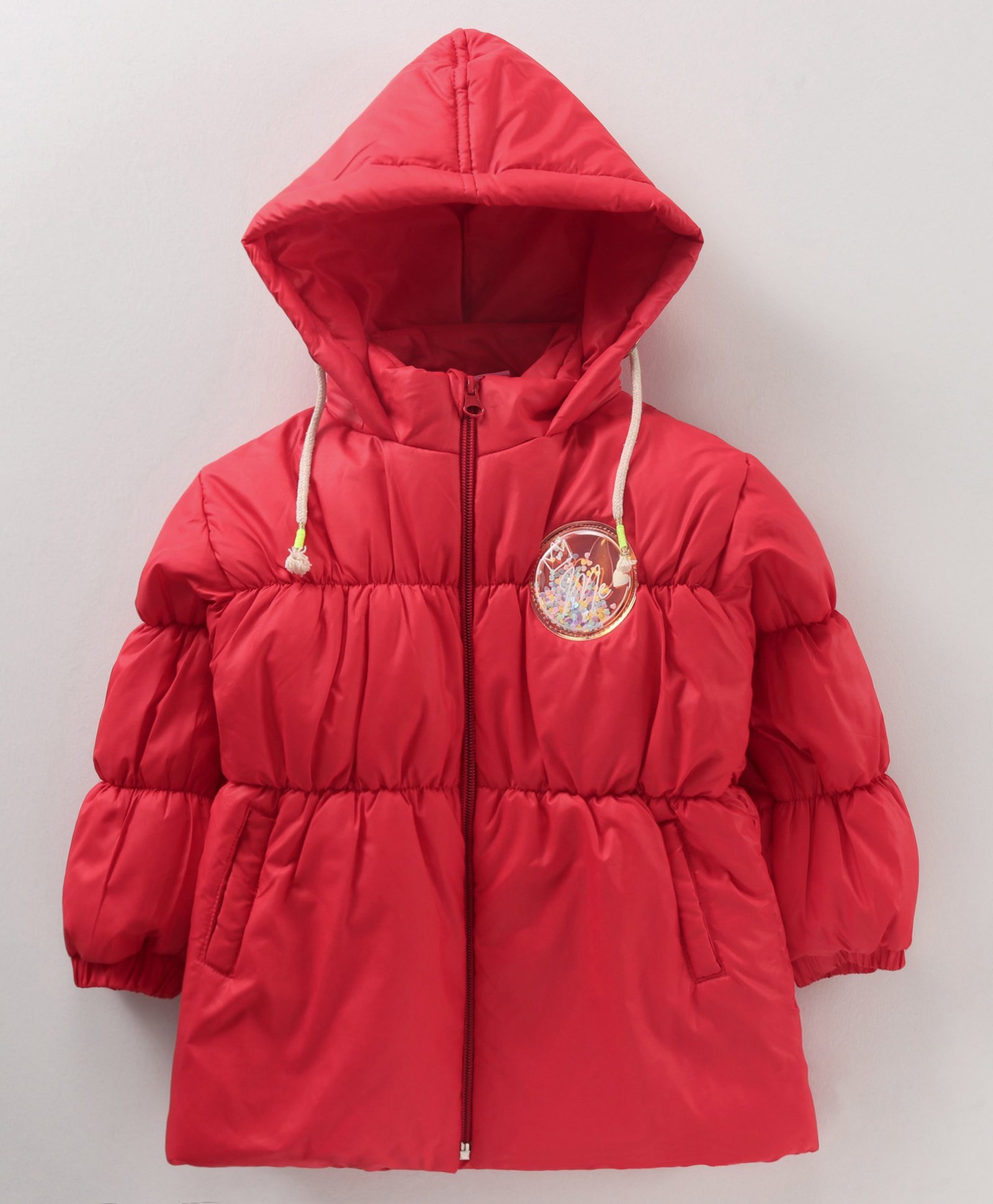 Little Kangaroos Full Sleeves Solid Hooded Quilted Jacket - Red-picture-34